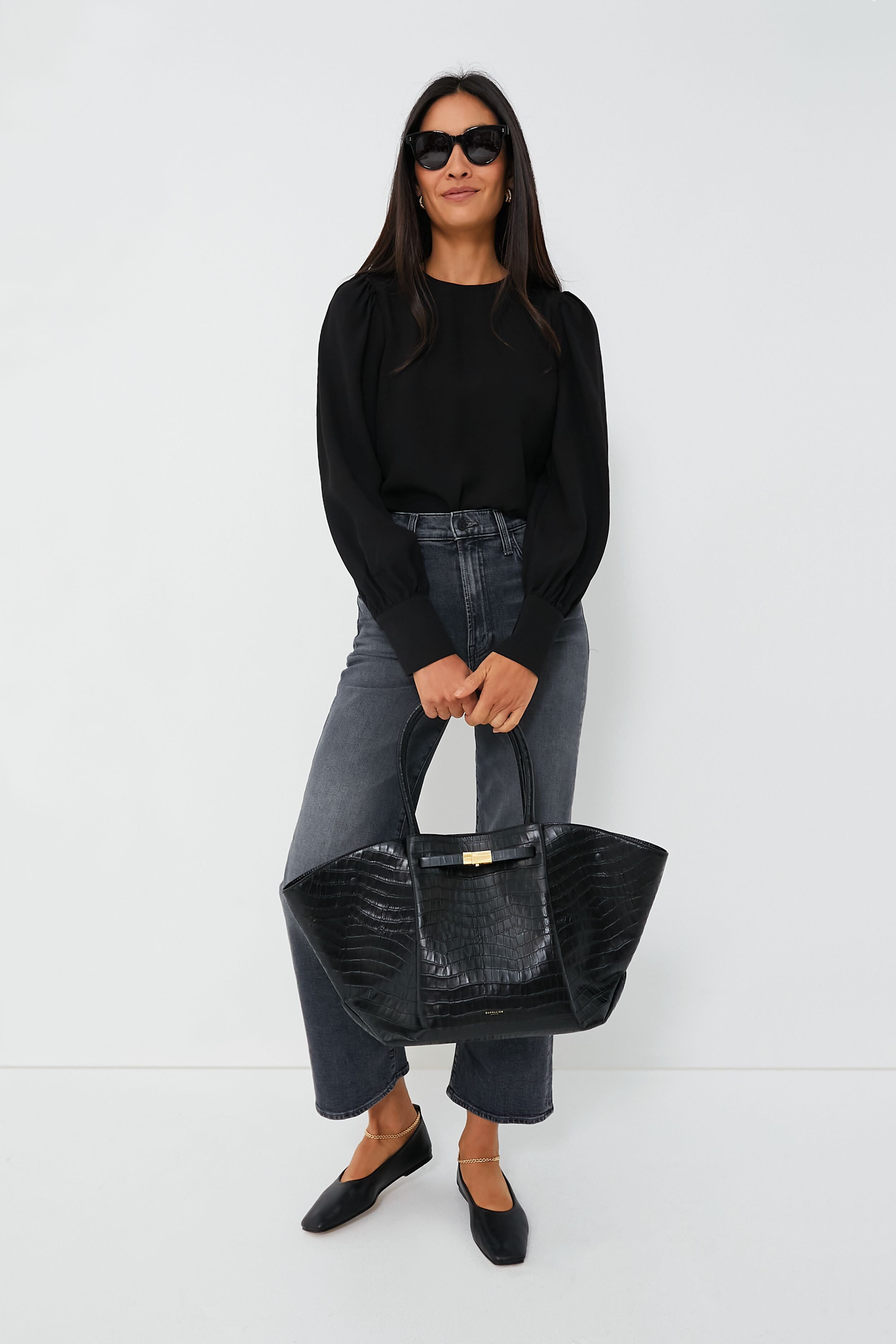 Black Croc New York Bag-Get Girly