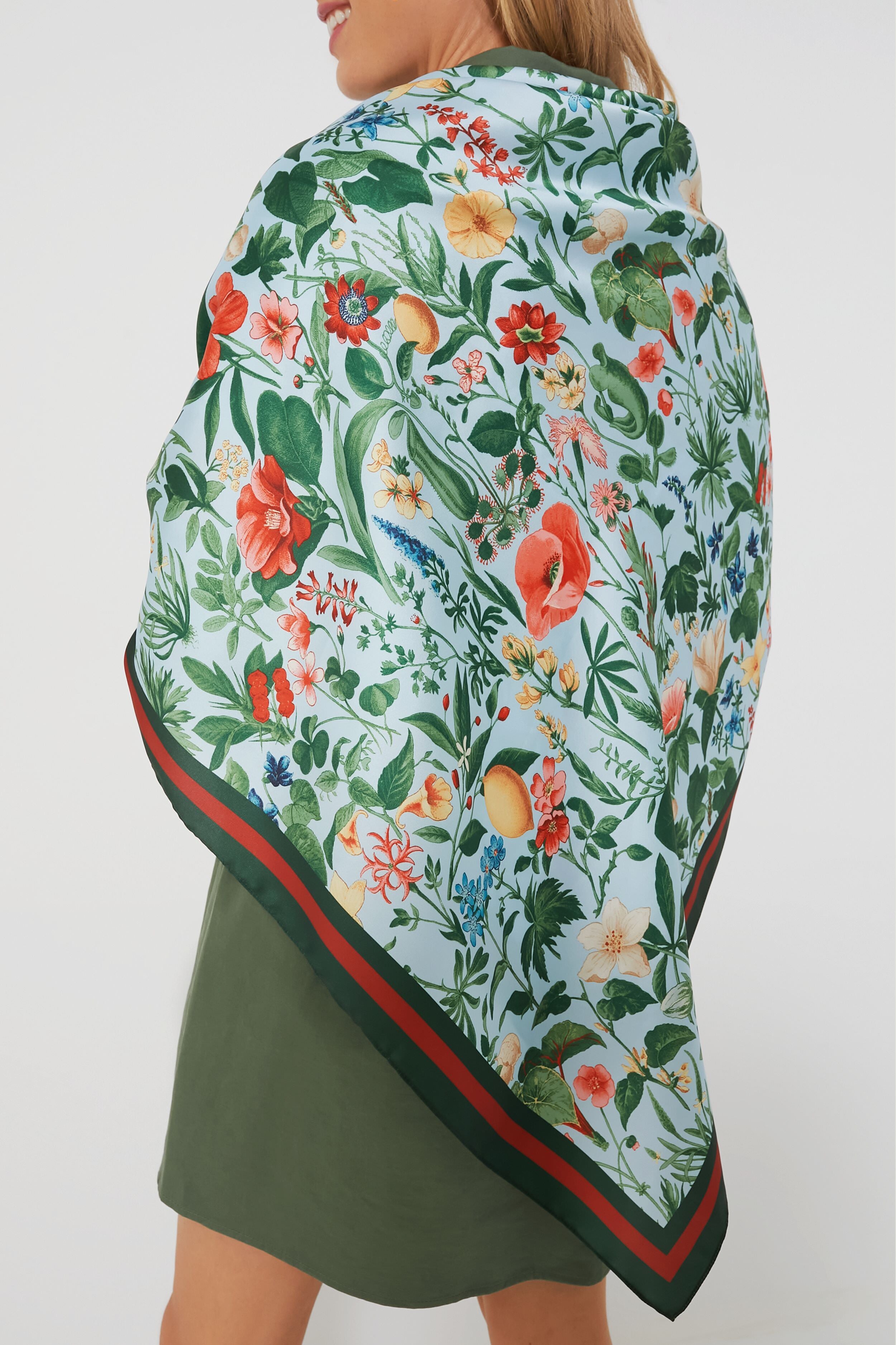 Blue Blooming Botanical Scarf-Get Girly