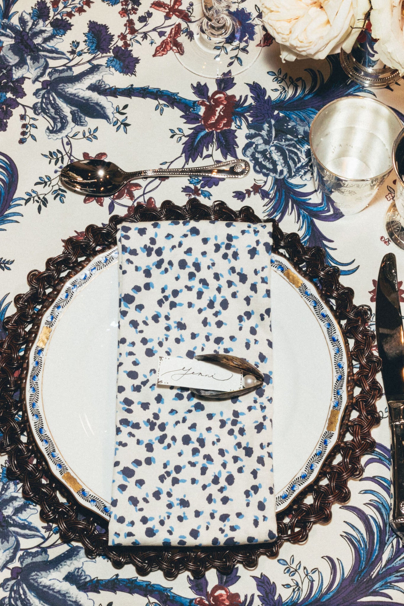 Indigo Confetti Printed Napkins Set of 4-Get Girly