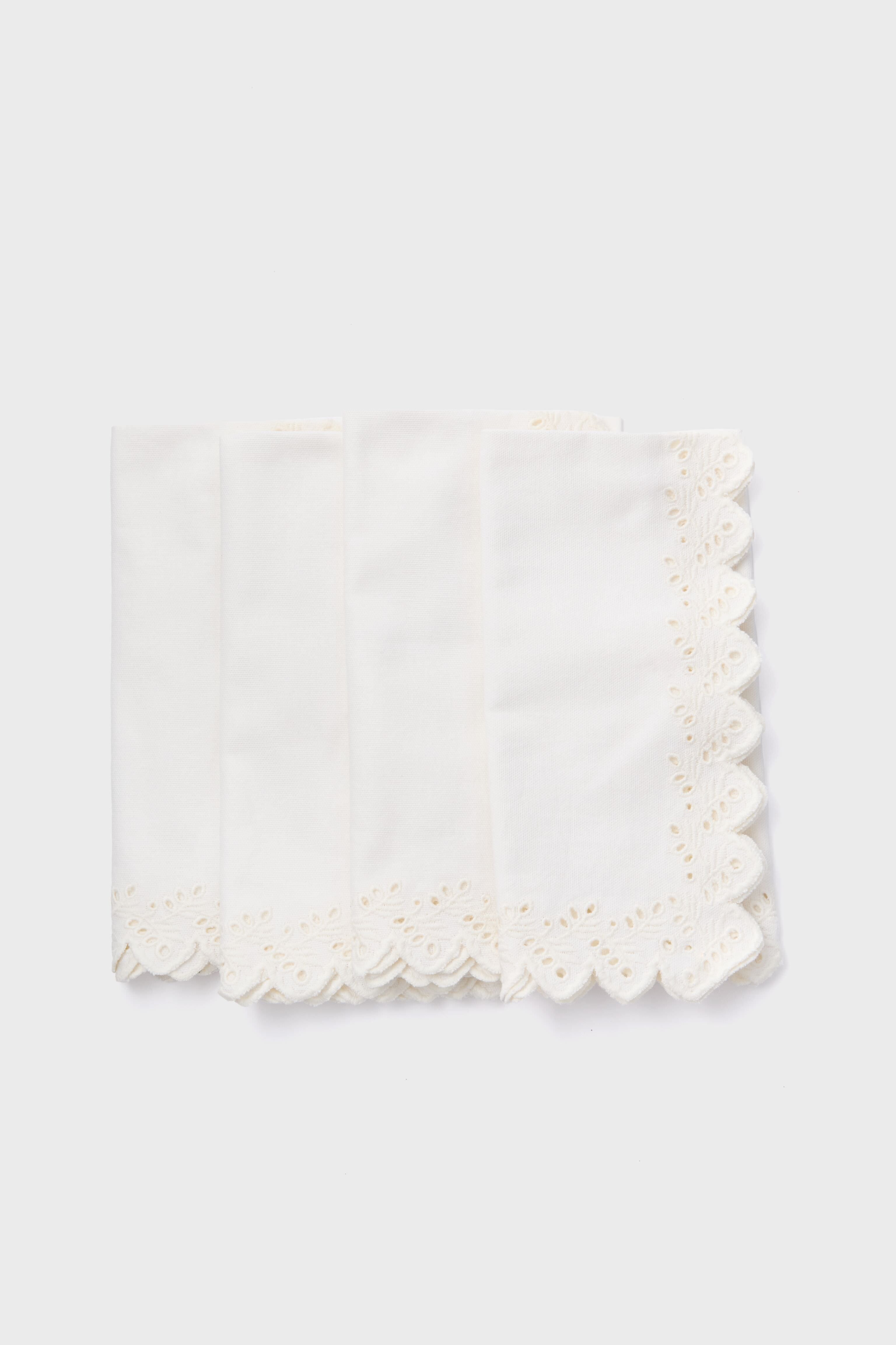 White Eyelet Embroidered Napkins Set of 4-Get Girly