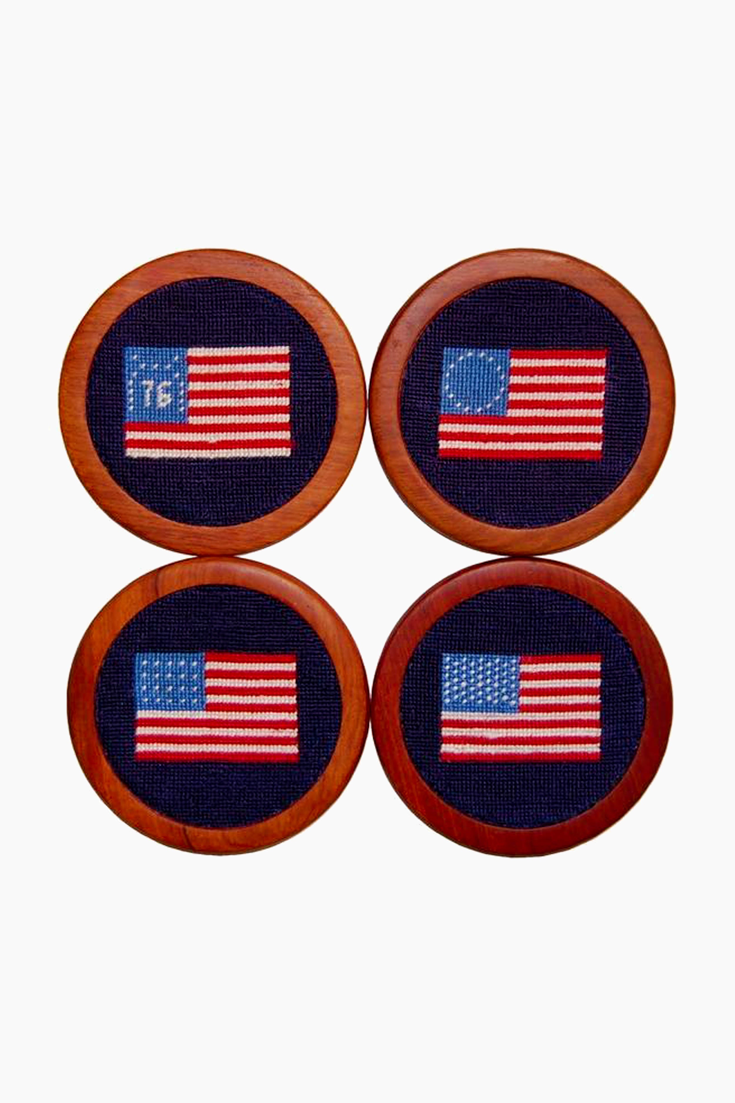 American Flag Needlepoint Coaster Set-Get Girly