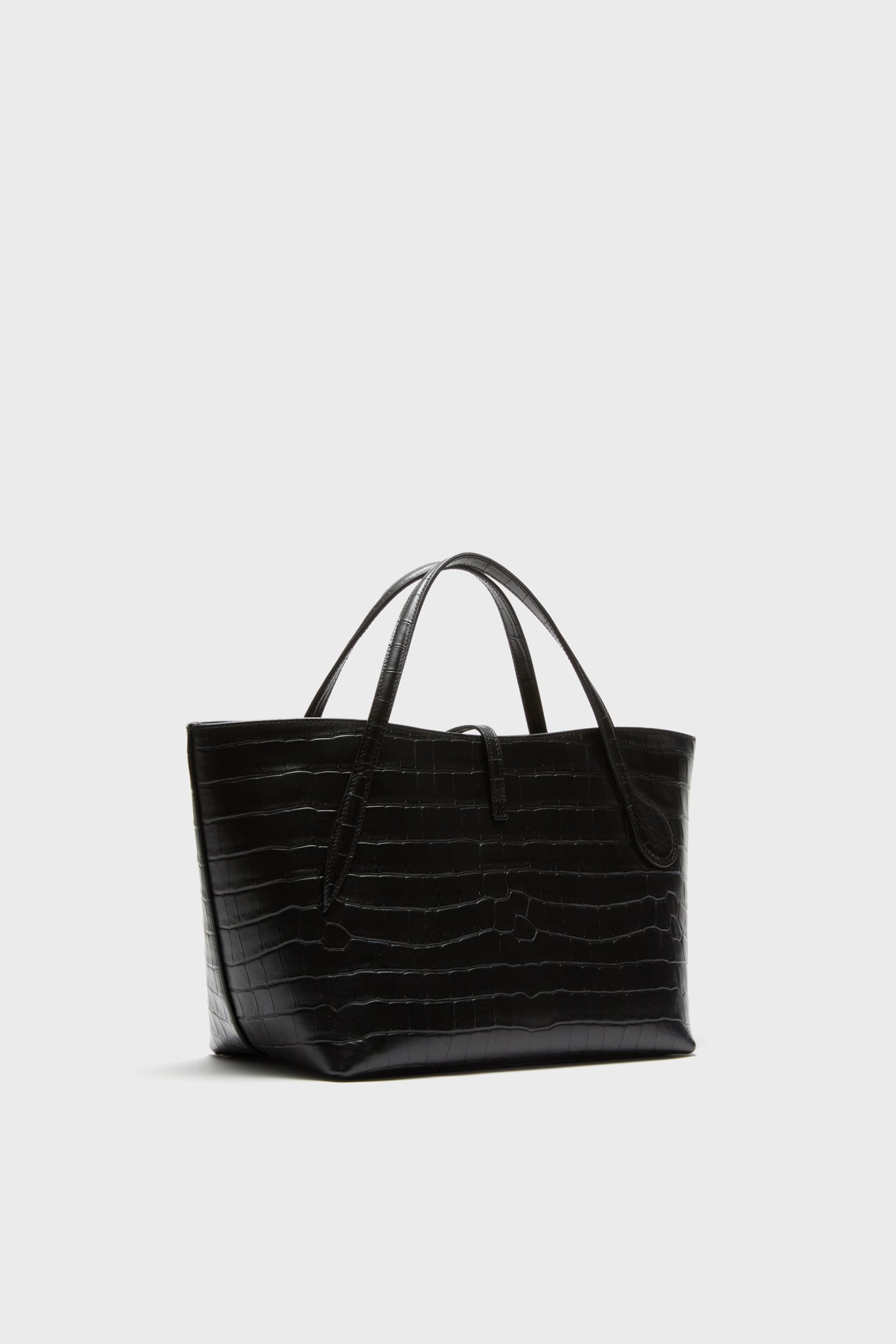 Black Croc Embossed Petite Penne Tote-Get Girly
