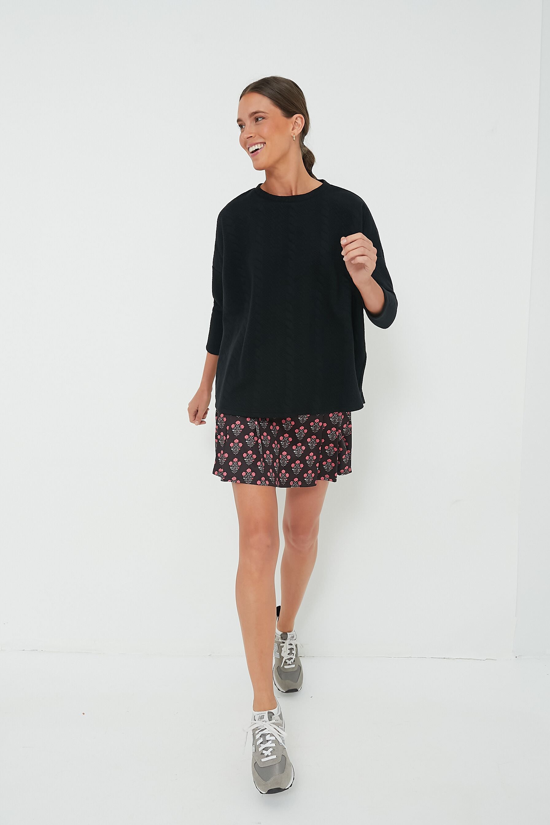 Black Cable Ally Swing Sweatshirt-Get Girly