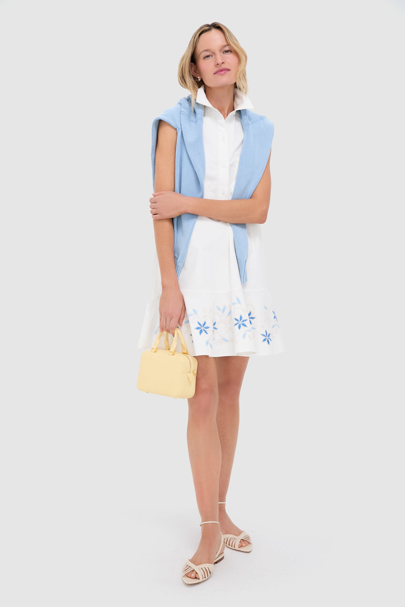 White Embroidery Sleeveless Callahan Dress-Get Girly