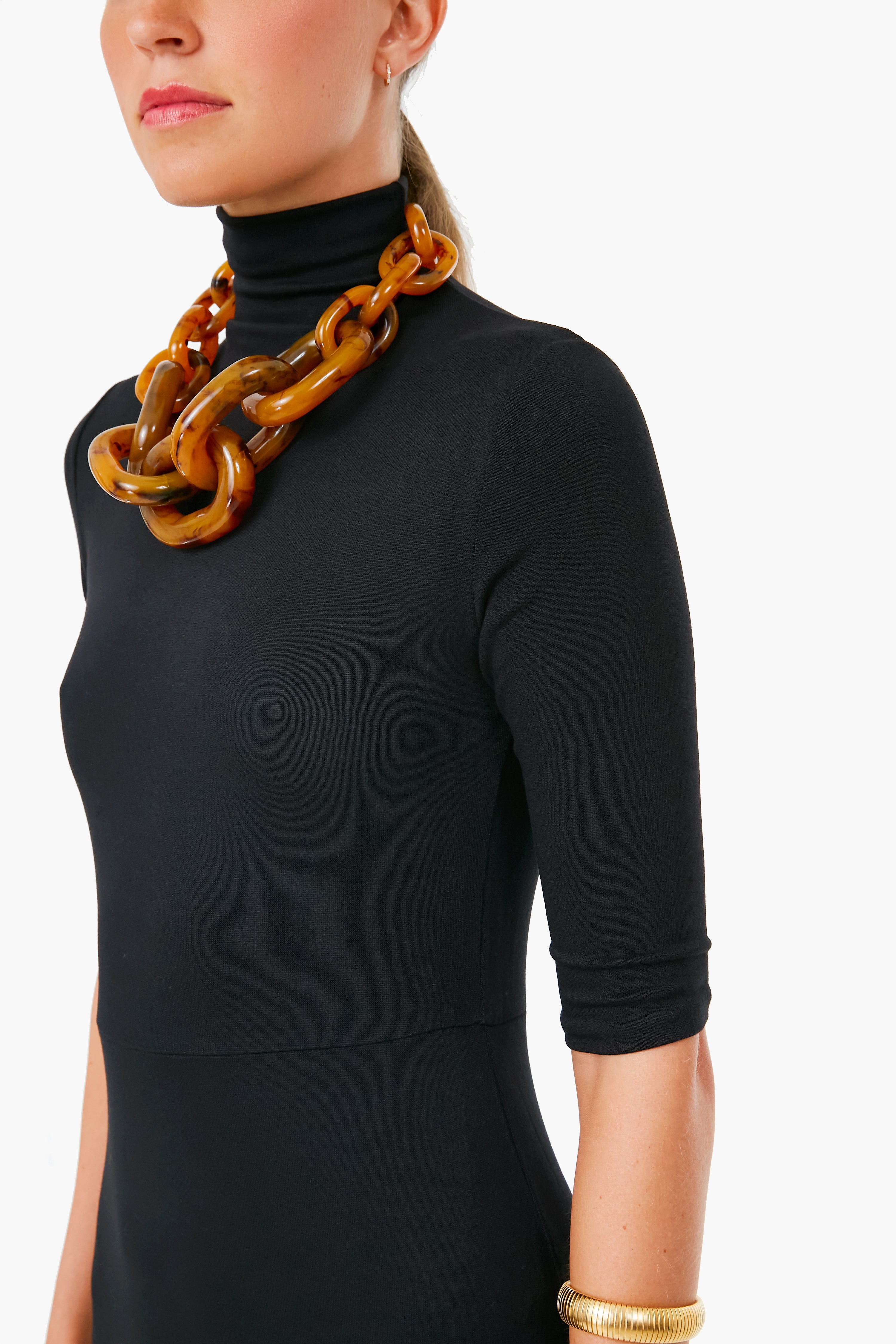 Black Elbow Sleeve Turtleneck Dress-Get Girly