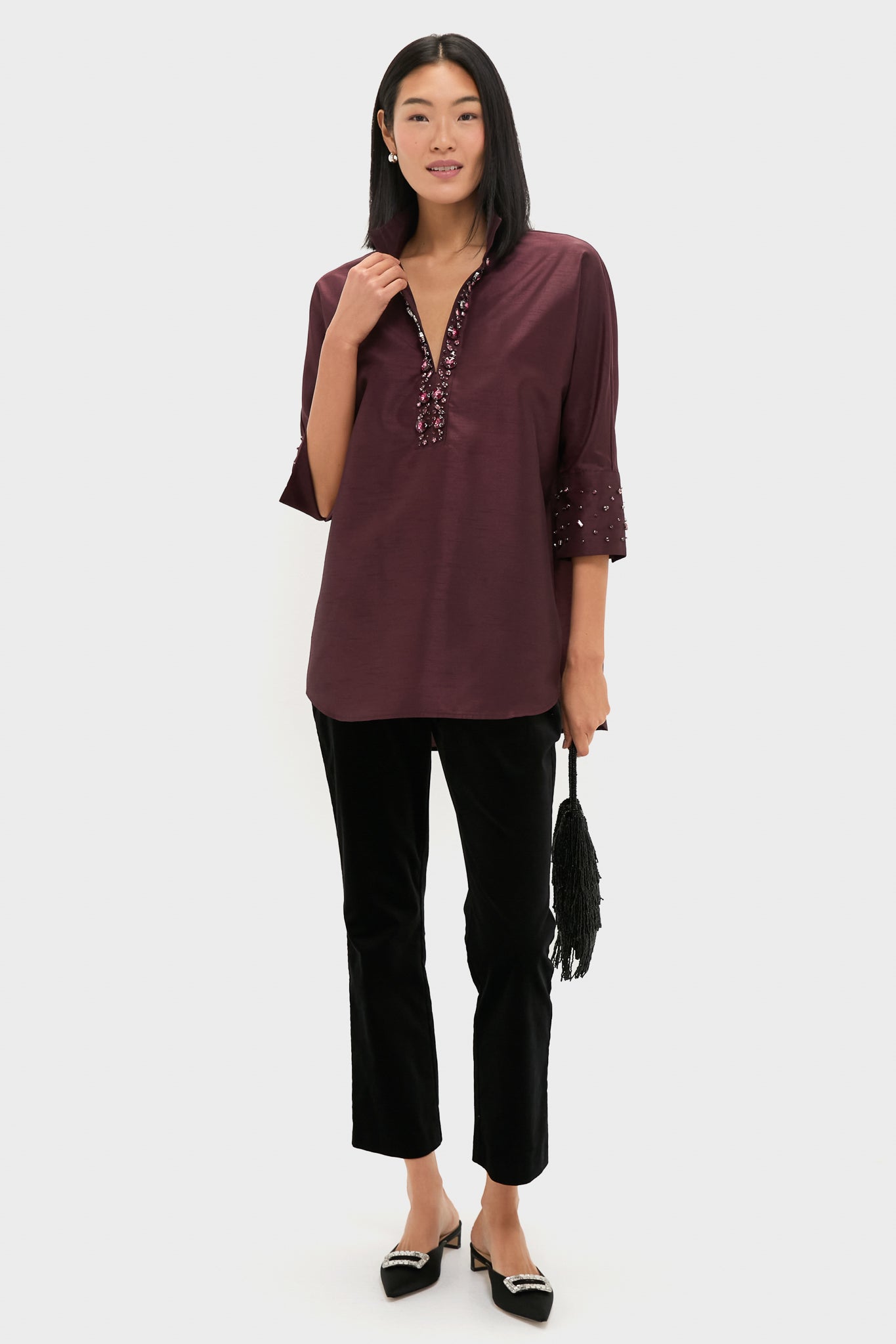 Winetasting Embellished Willow Blouse-Get Girly