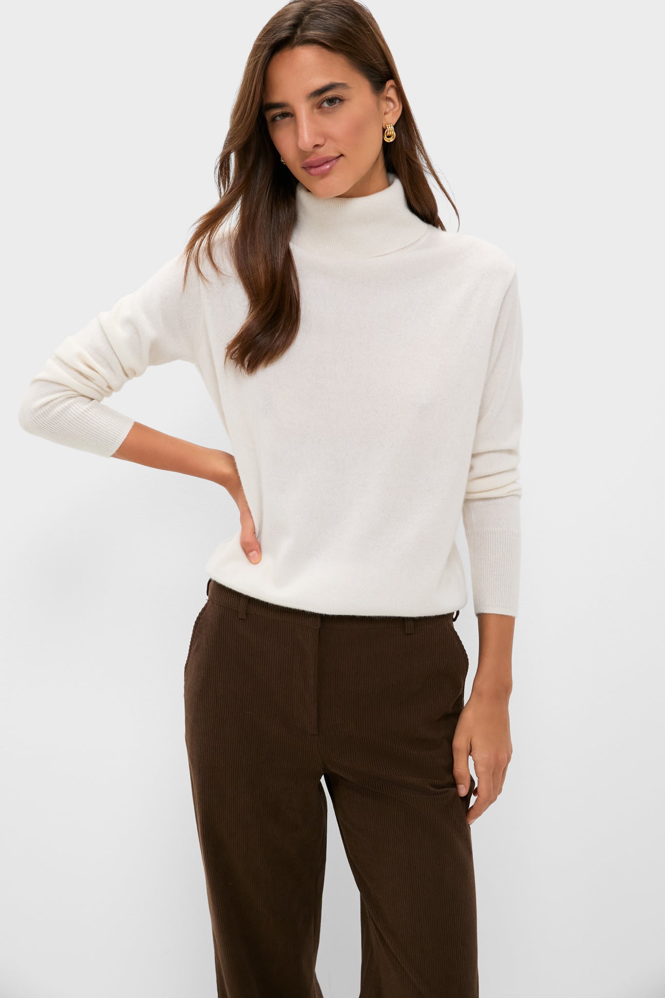Ivory Cashmere Turtleneck Sweater-Get Girly