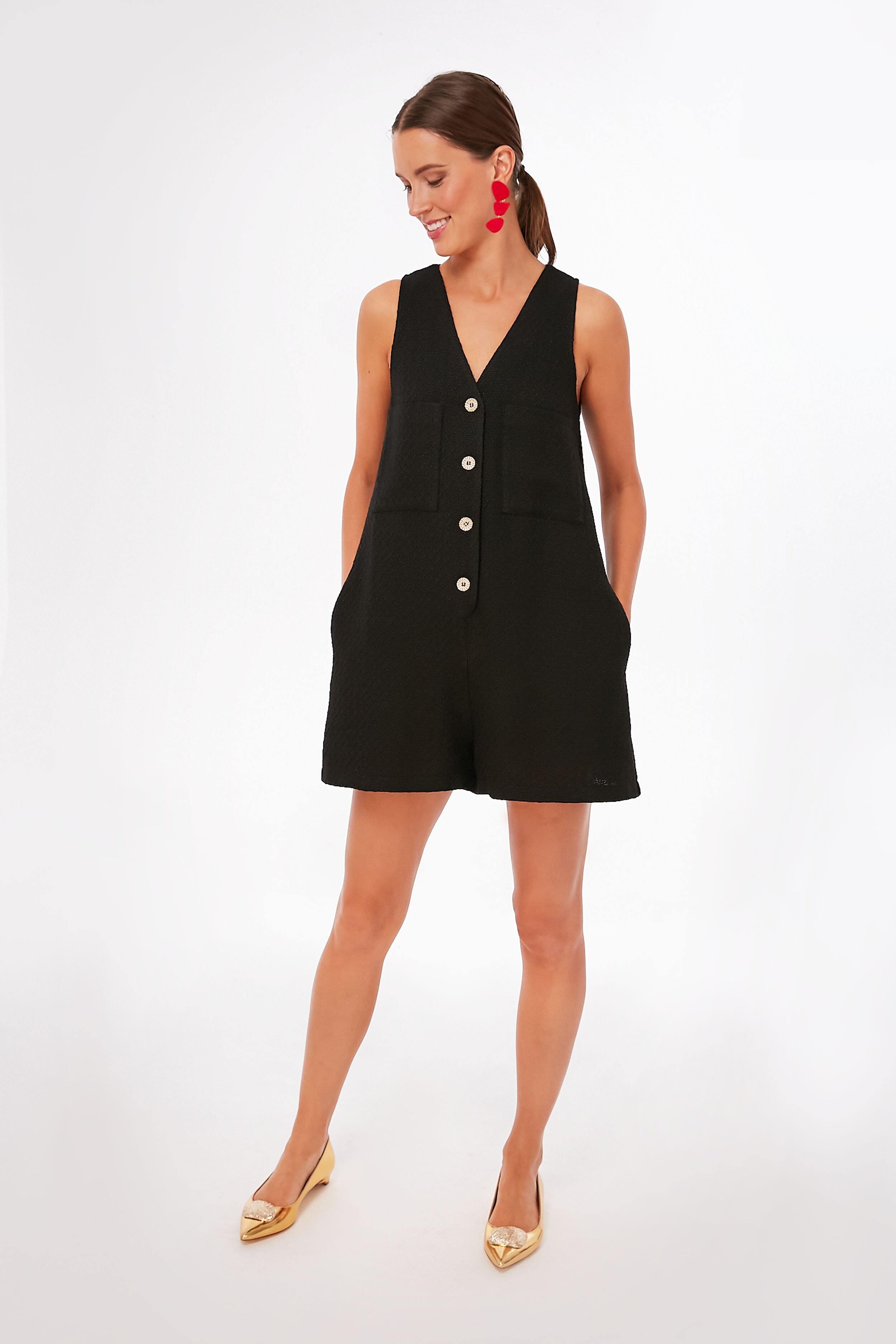 Black Textured Myla Romper-Get Girly
