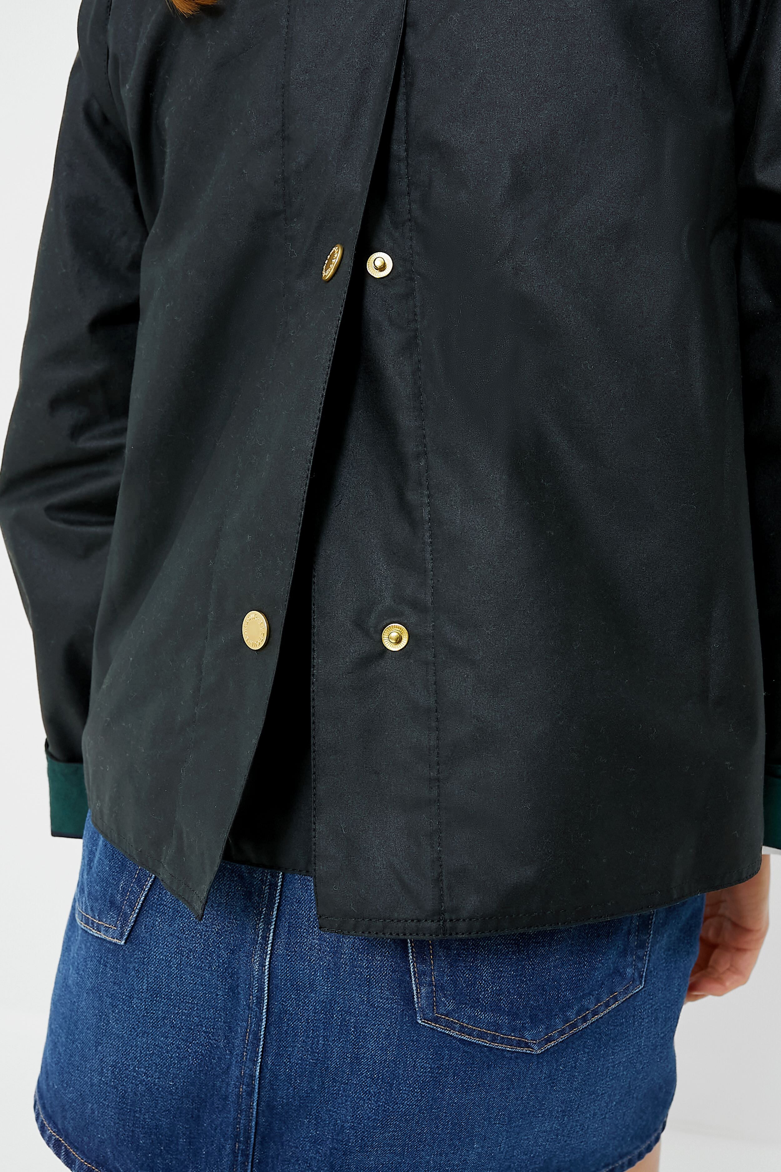 Black and Sage Tartan Catton Wax Jacket-Get Girly