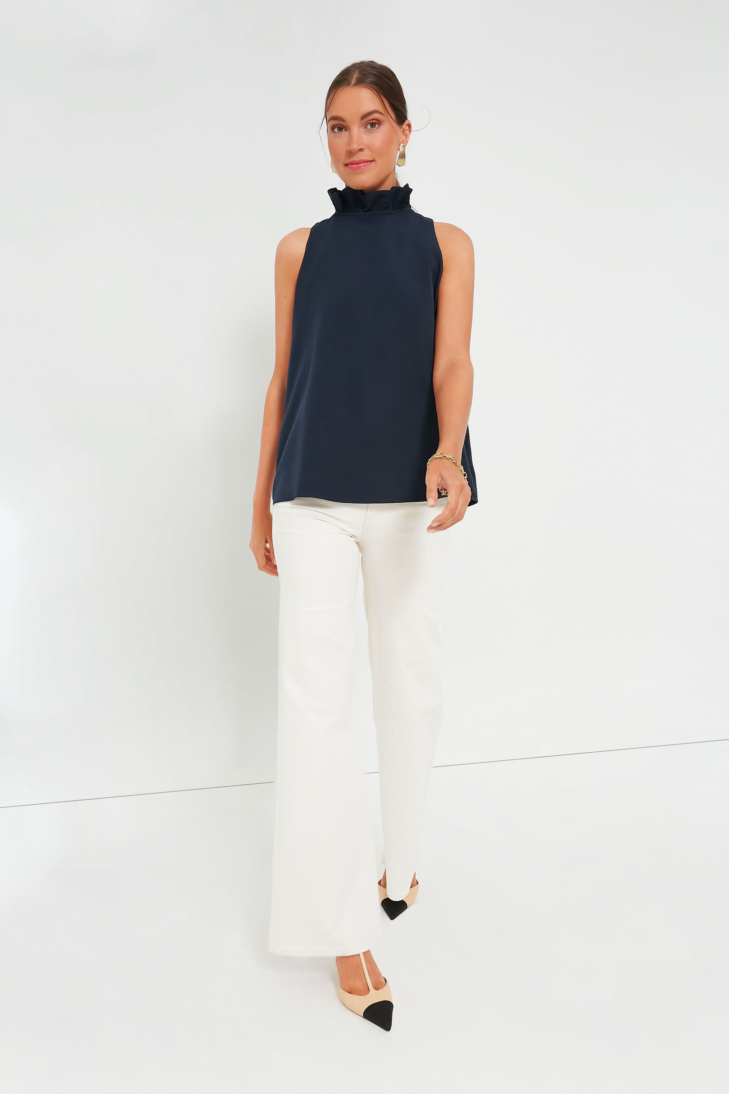 Navy Mason Top-Get Girly