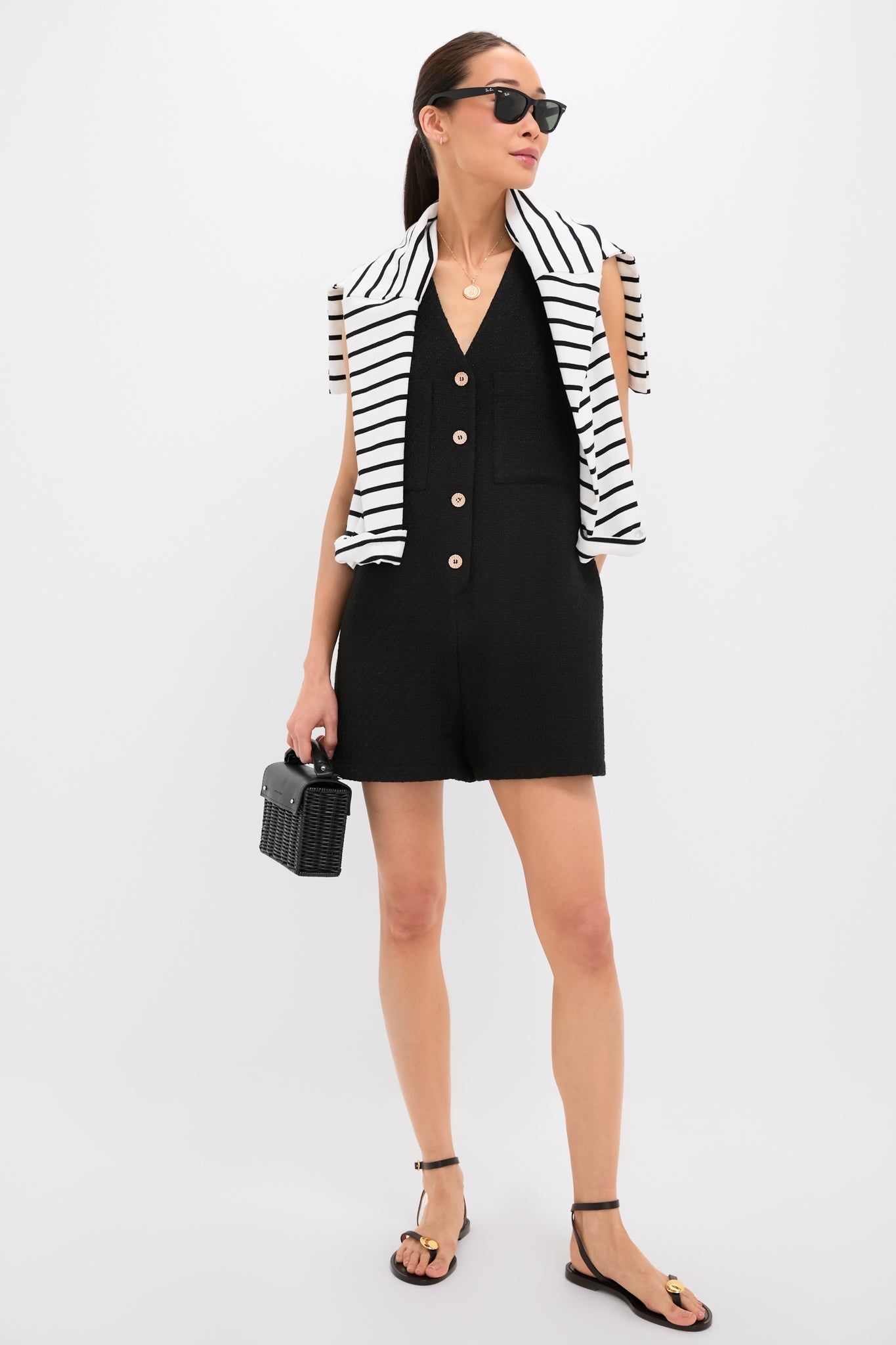 Black Textured Myla Romper-Get Girly