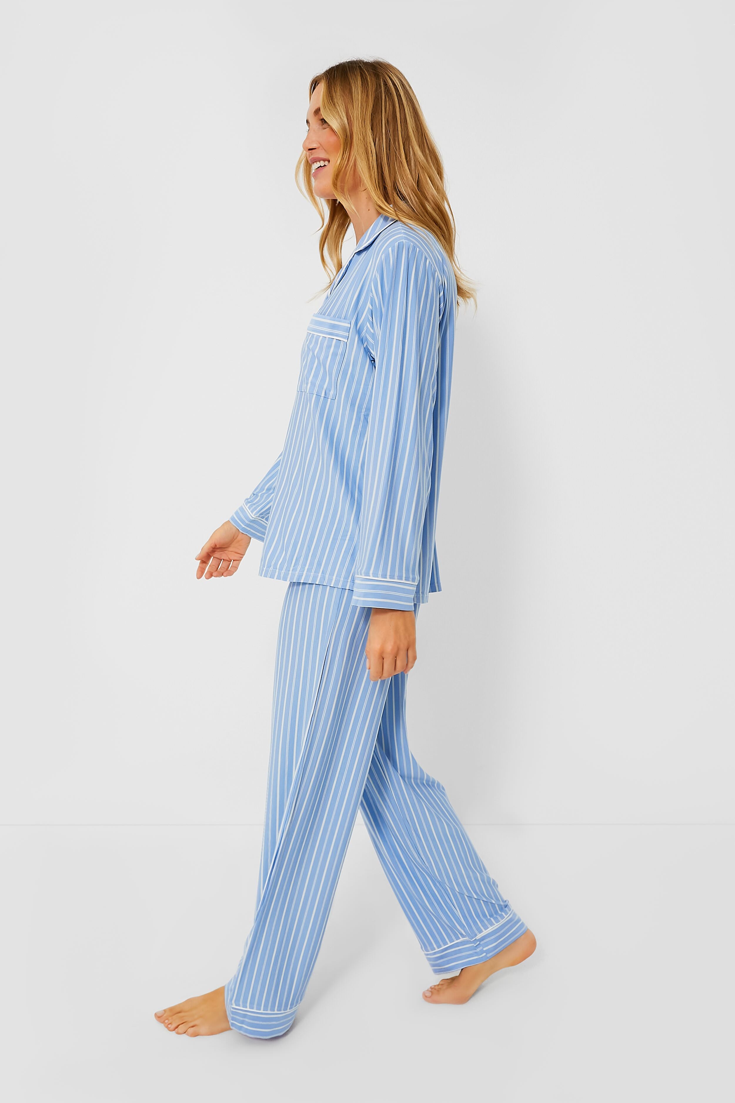 Blue Ivory Gisele Printed The Tencel Modal Long PJ Set-Get Girly
