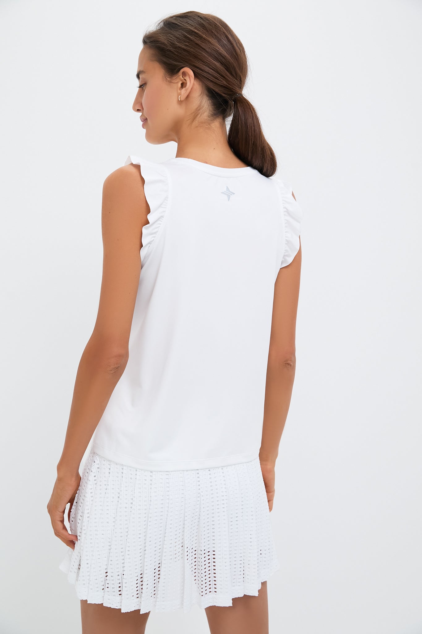 White Performance Jersey Ruffle Lea Tank-Get Girly