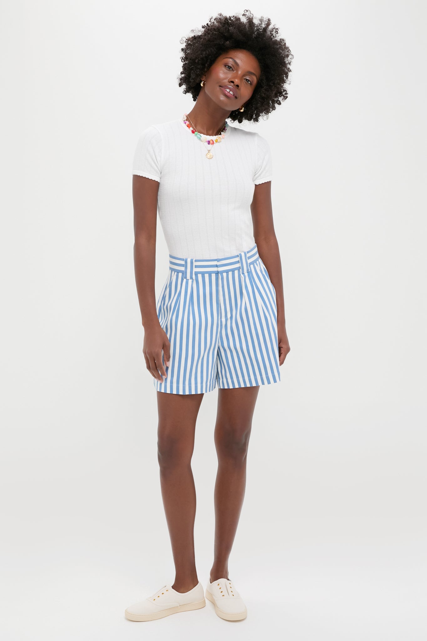 Blue and White Stripe Canvas Briggs Safari Short-Get Girly