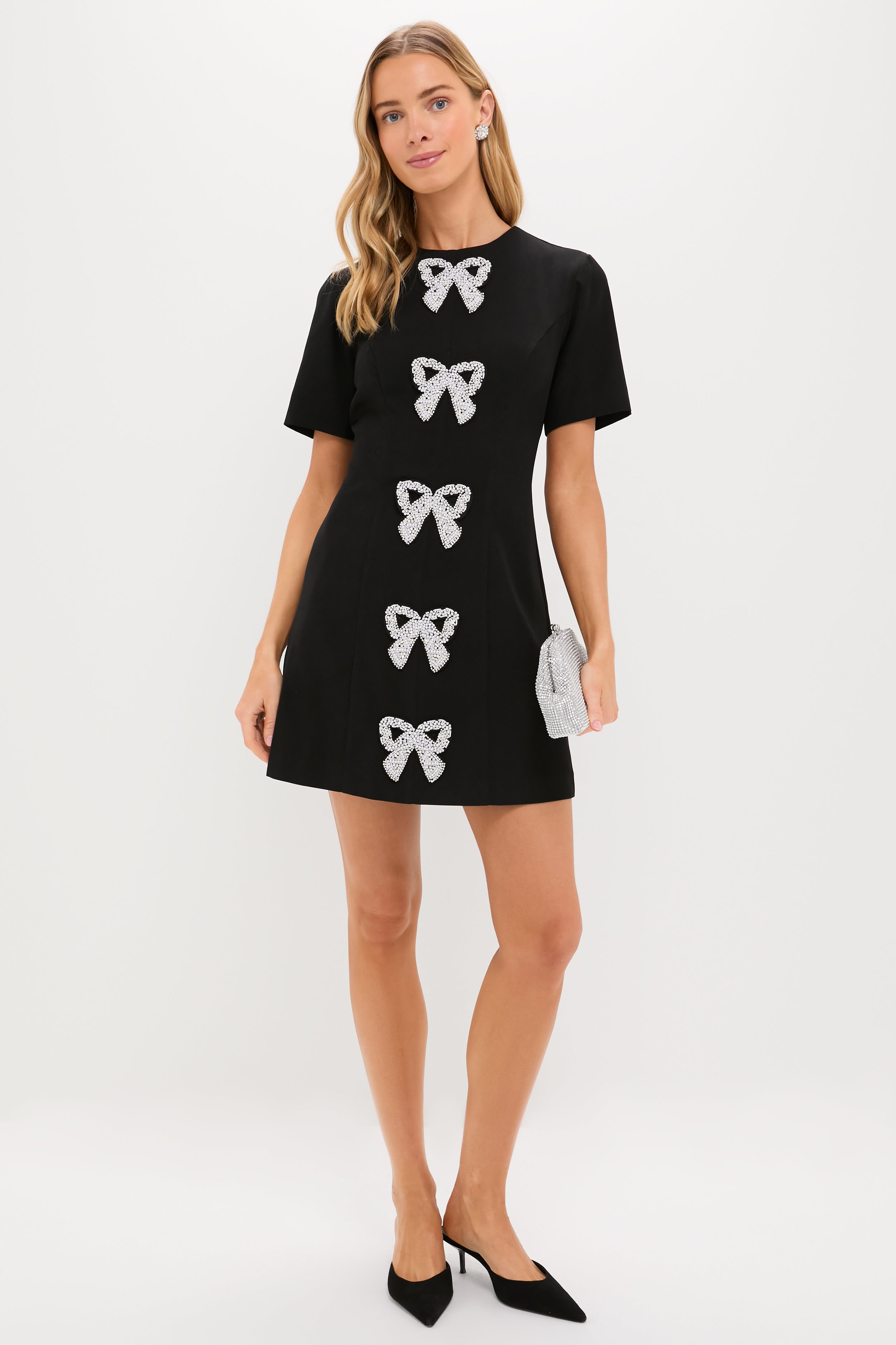 Beaded Bows Bernadette Mini Dress-Get Girly