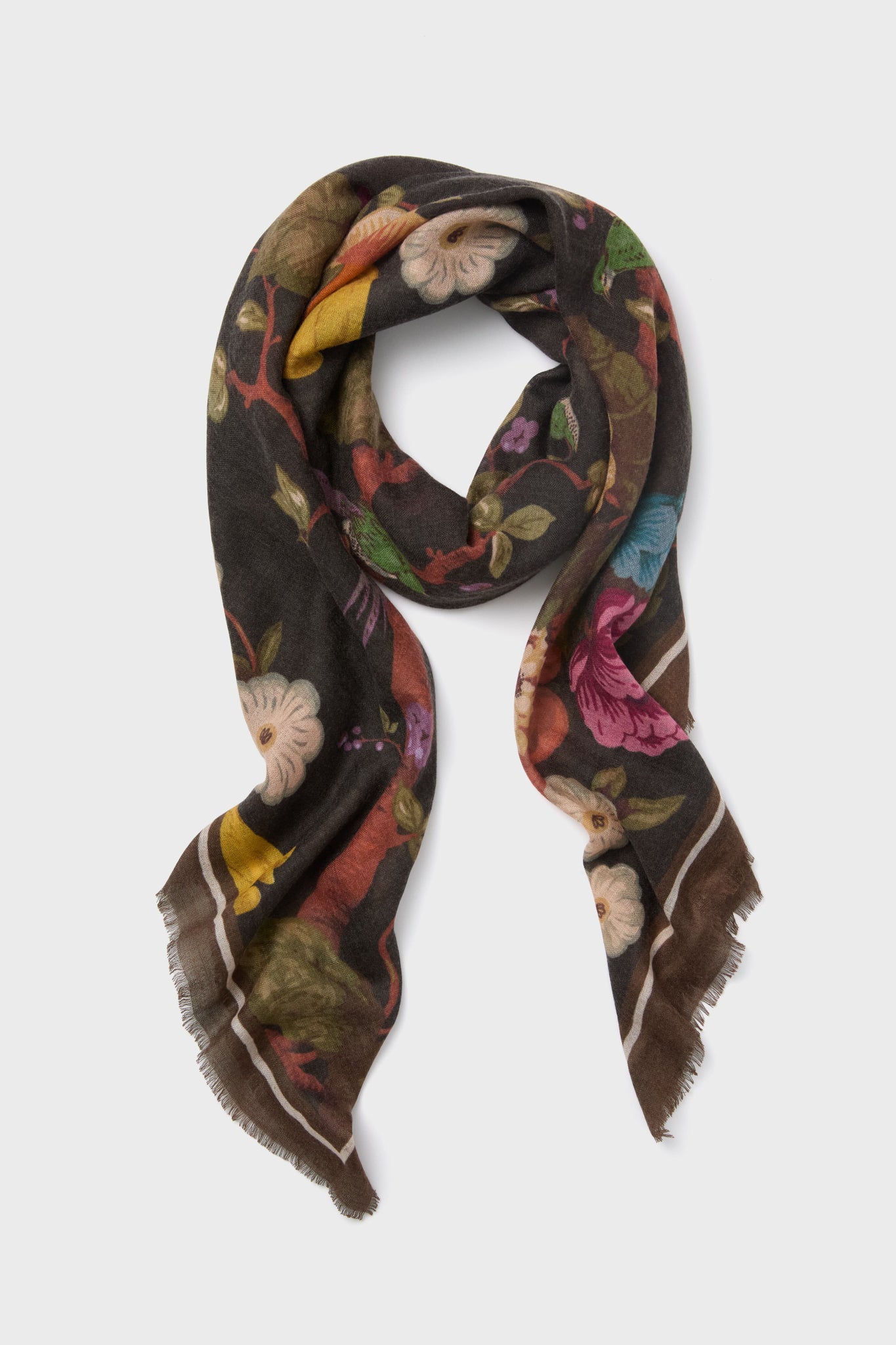 Baroque Floral Silk Cashmere Blend Large Scarf-Get Girly