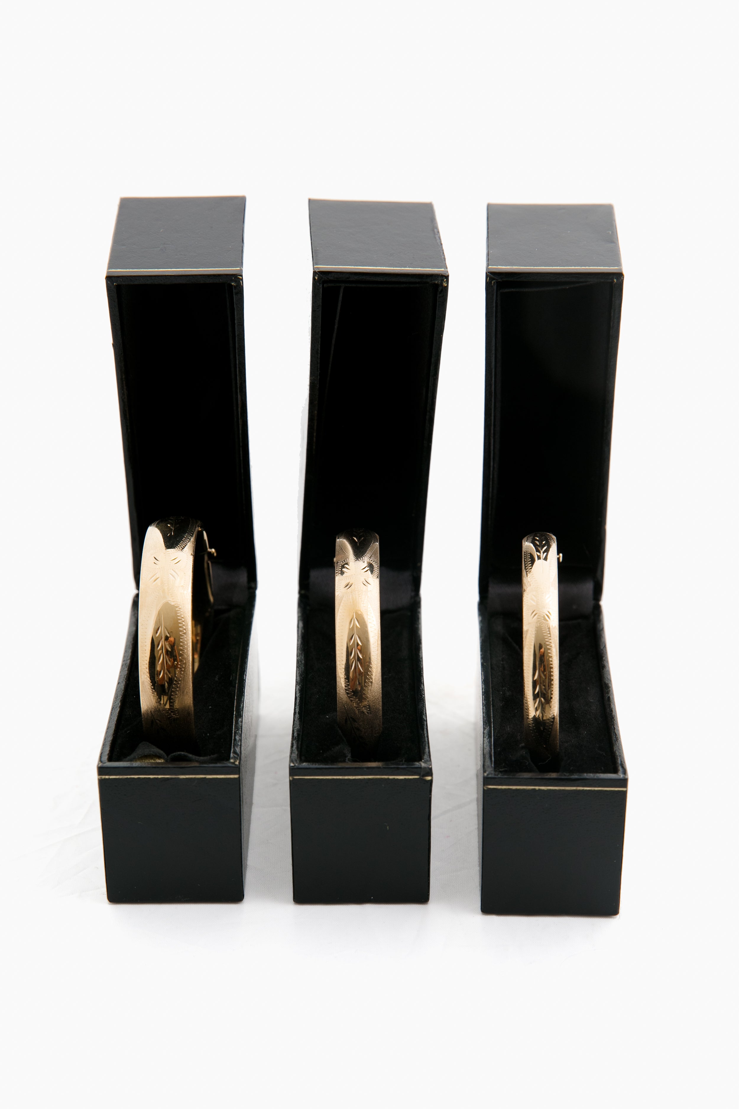 14k Yellow Gold Classic Etched Floral Bangle (.31"w)-Get Girly