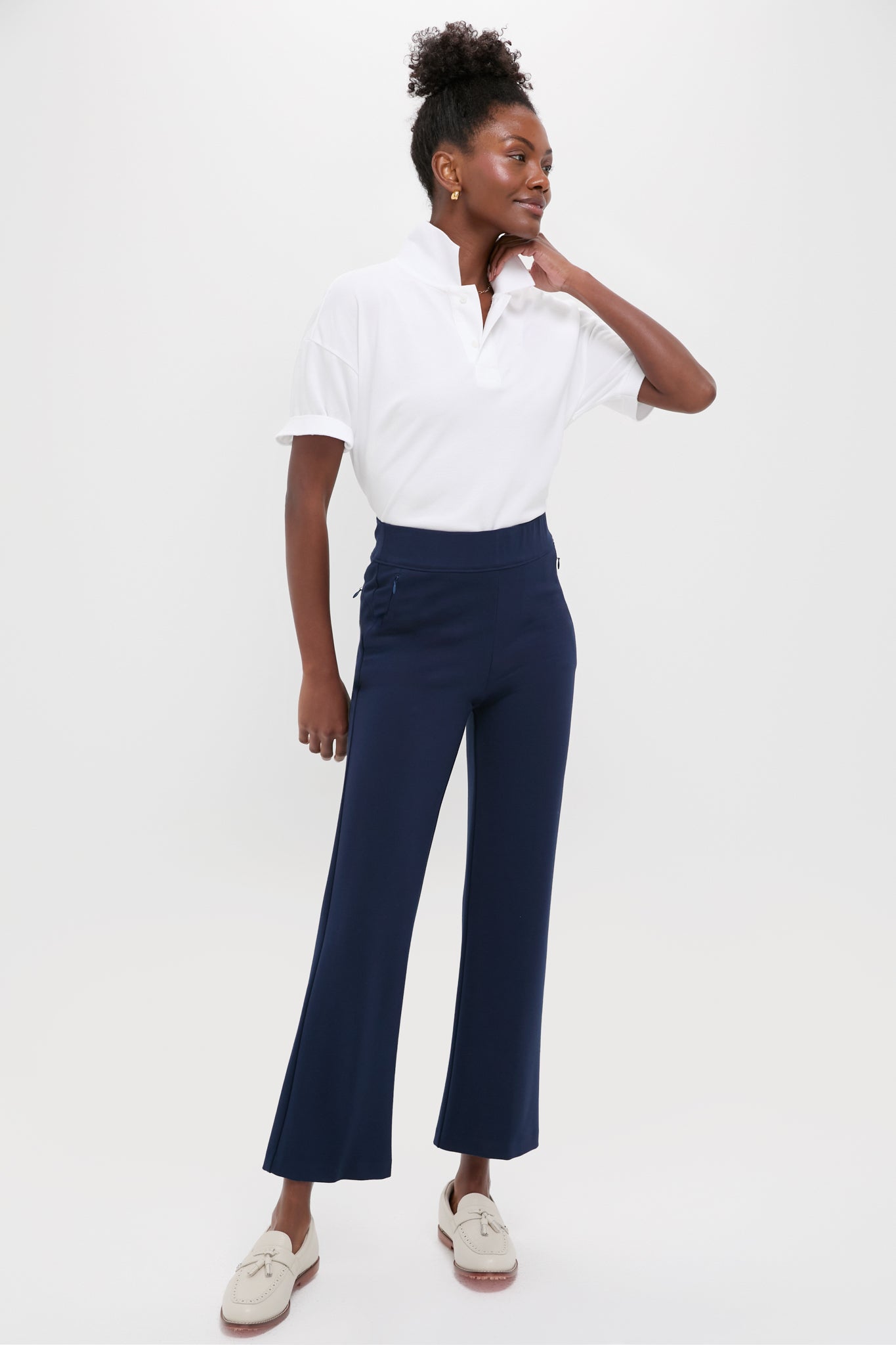 Navy 28 Inch Compression September Pant-Get Girly