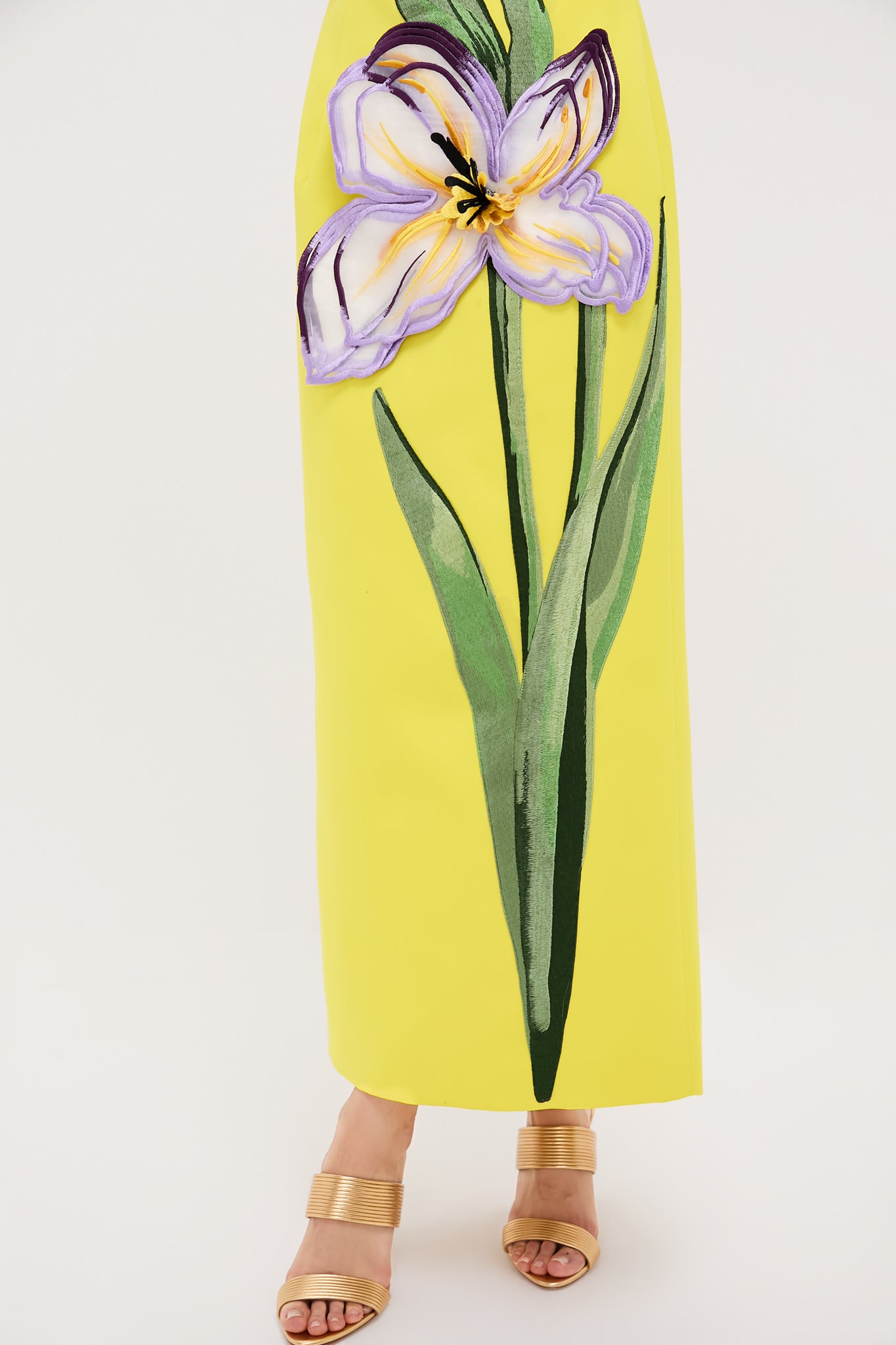 Yellow Iris Print Rayna Maxi Dress-Get Girly