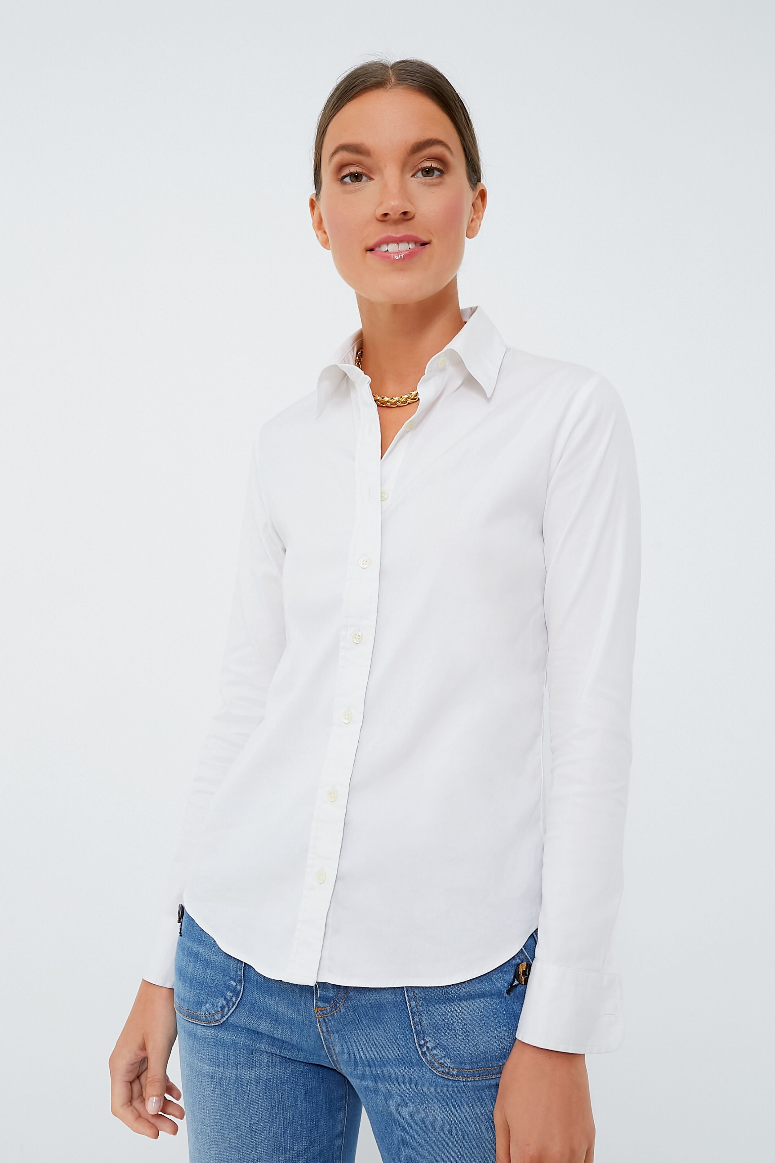 White Long Sleeve Essentials Shirt-Get Girly
