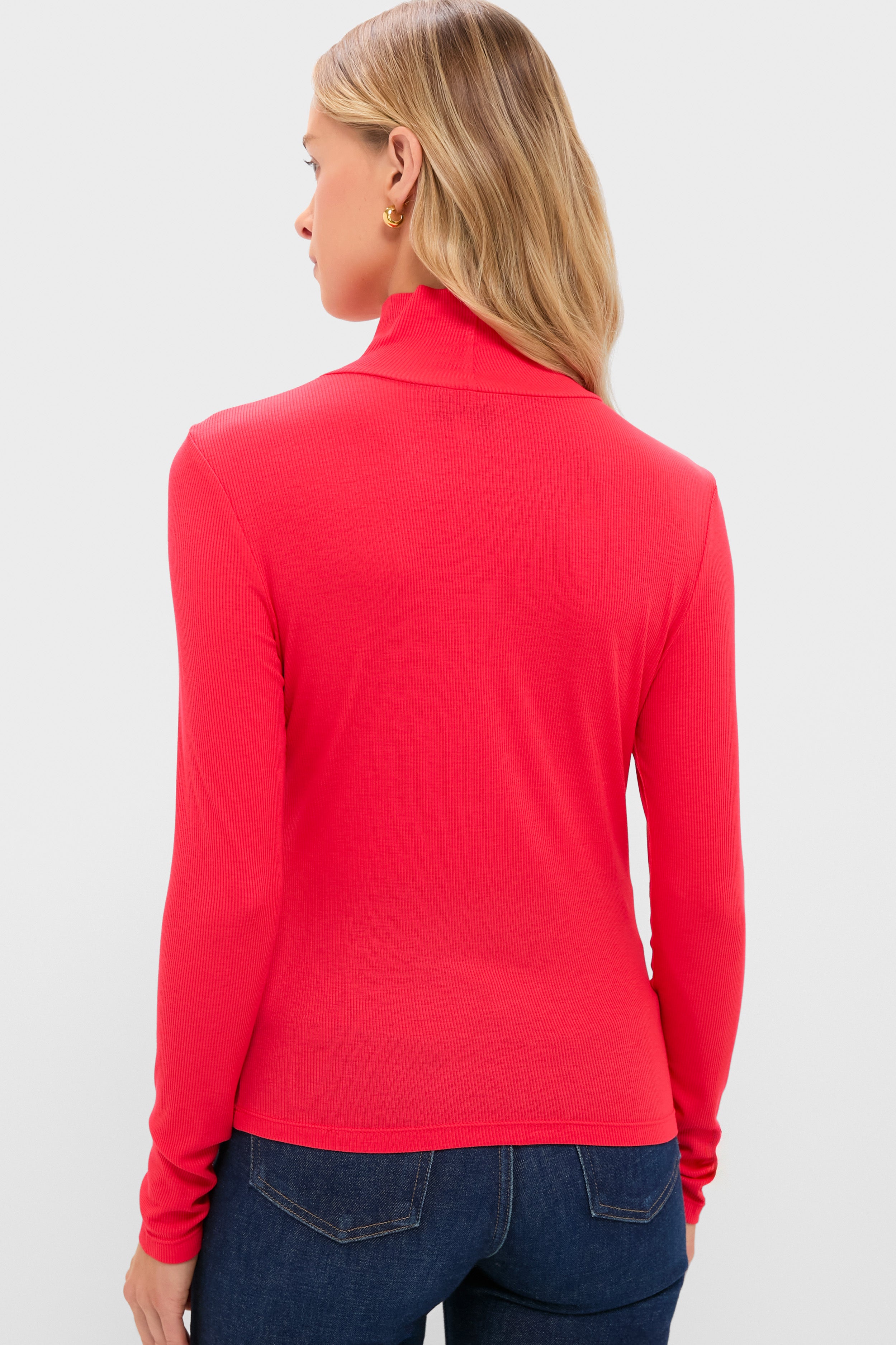 Red Lightweight Ribbed Topanga Turtleneck-Get Girly