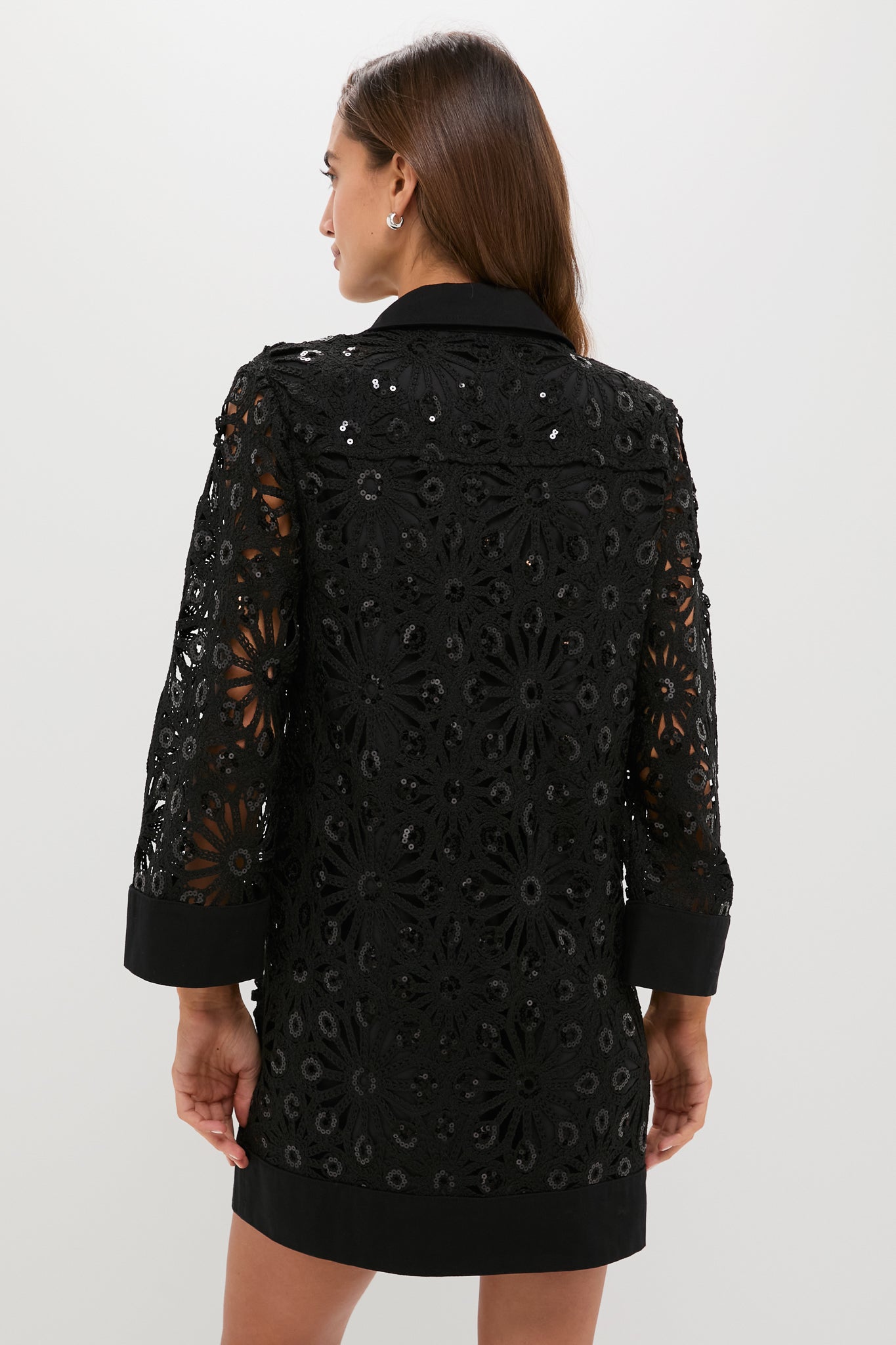 Black Crochet Sparkle Collier Dress-Get Girly