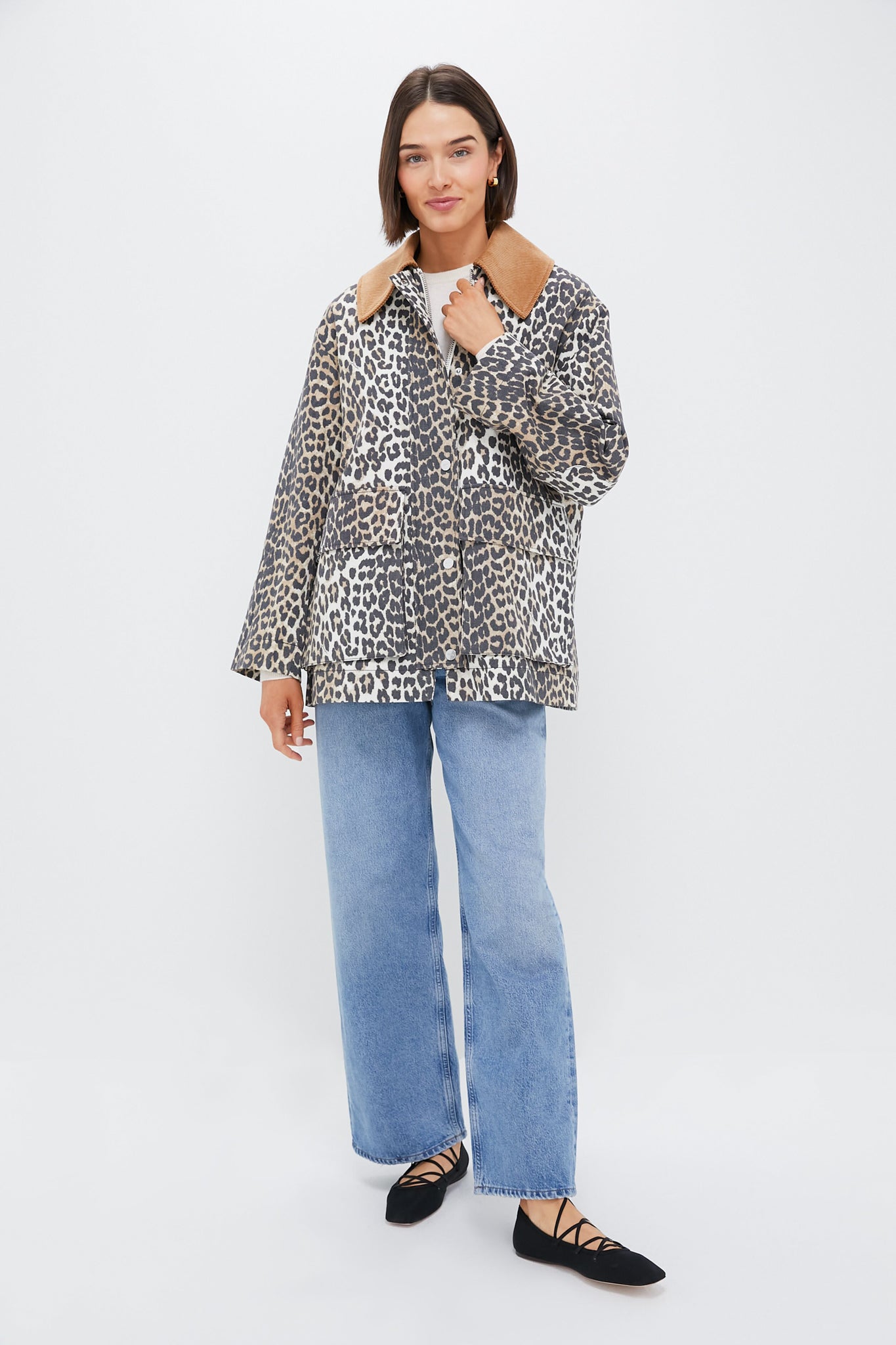 Almond Milk Printed Canvas Midi Jacket-Get Girly