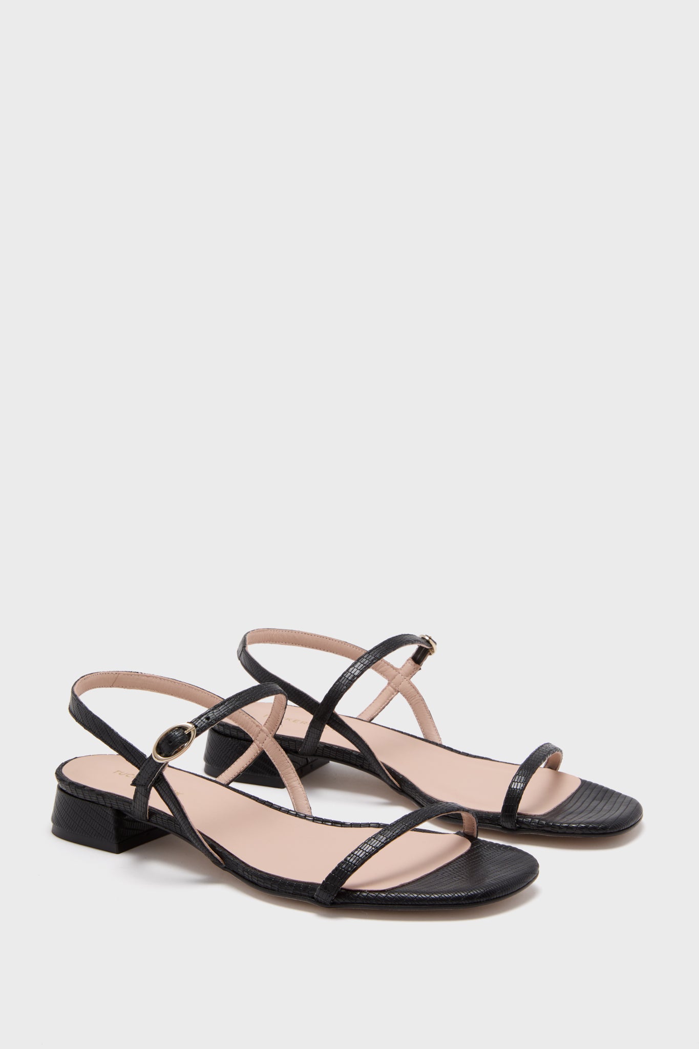 Black Embossed Leather Evelyn Sandals-Get Girly
