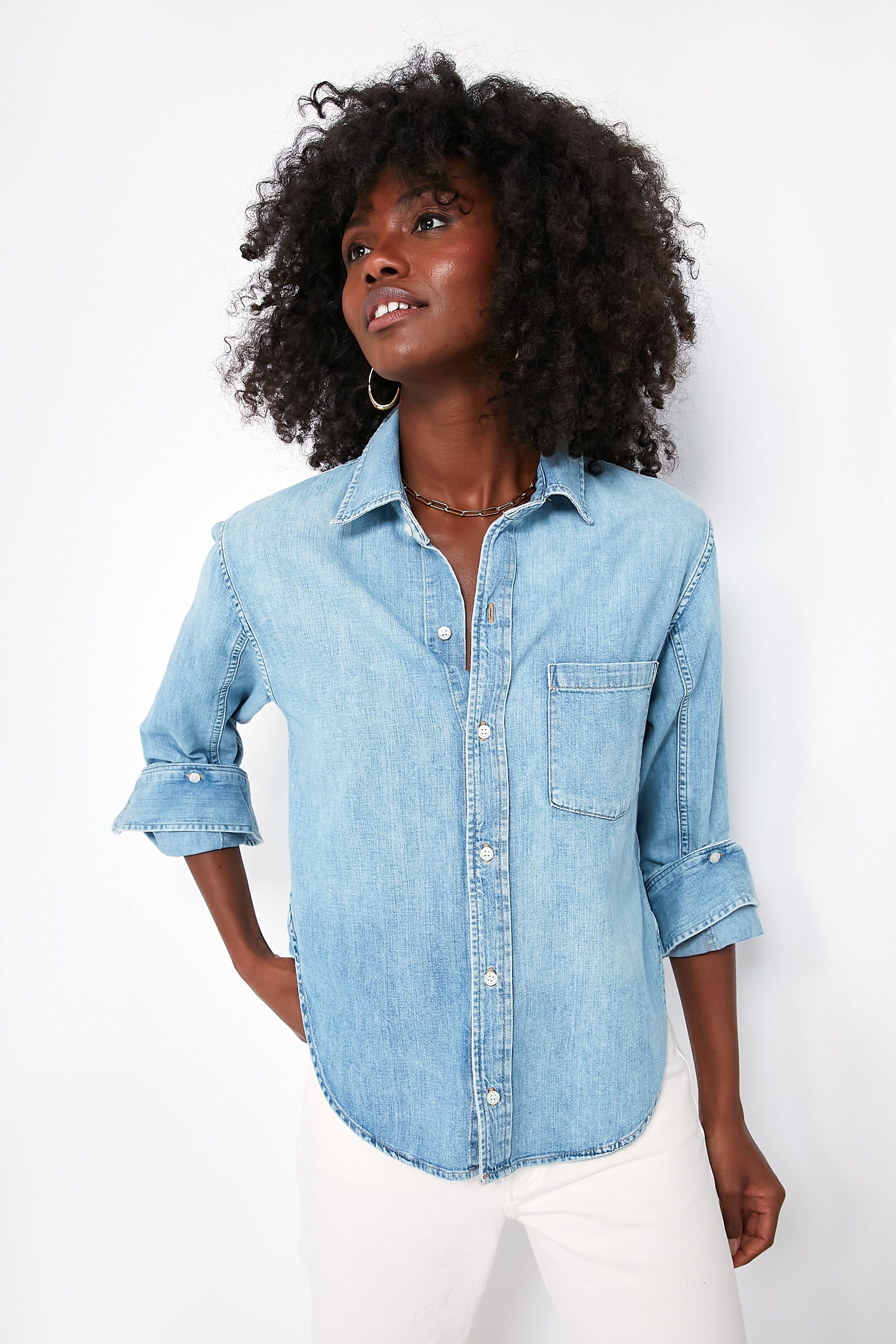 Tide Kayla Shrunken Denim Shirt-Get Girly