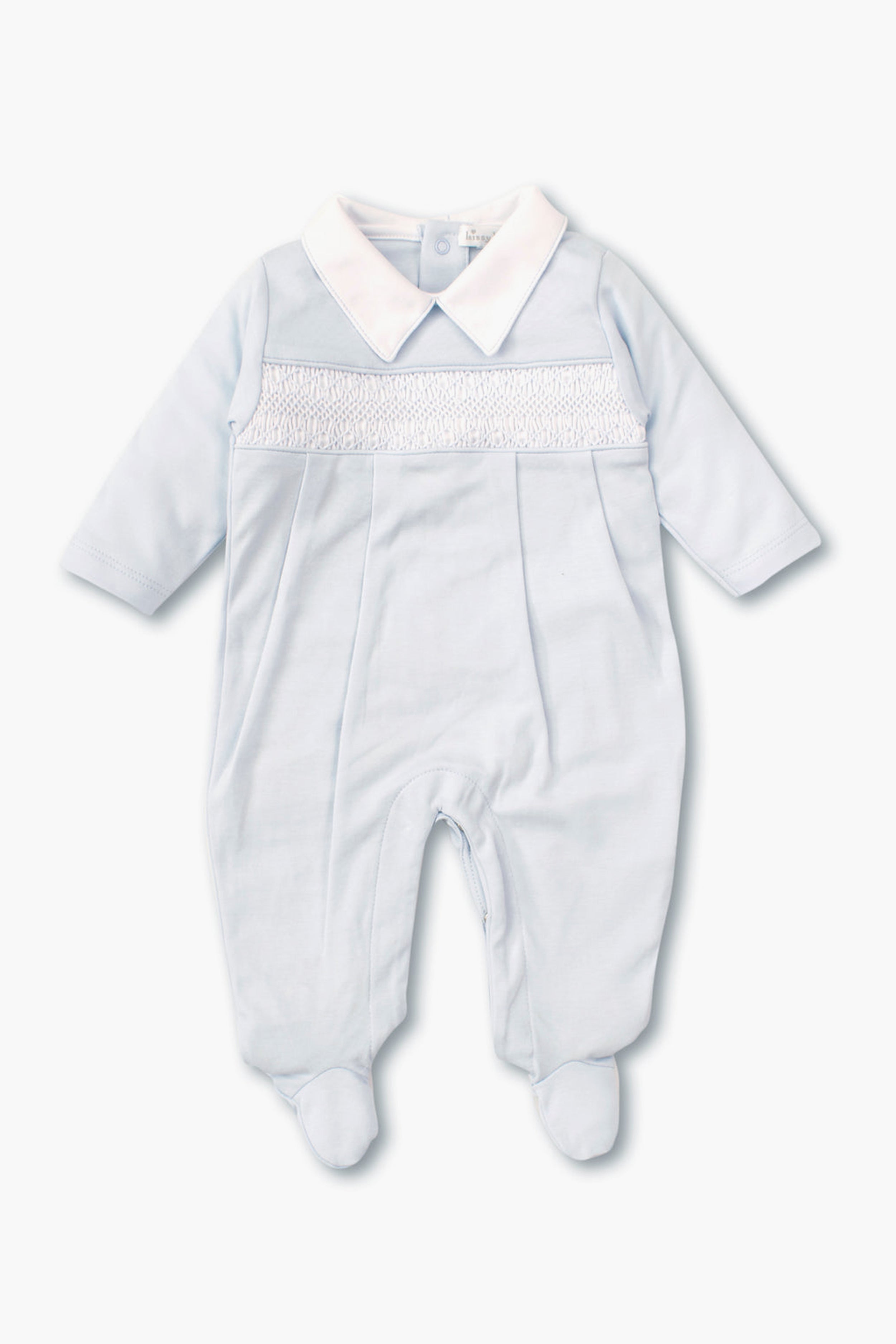 Blue Hand Smocked Footie-Get Girly