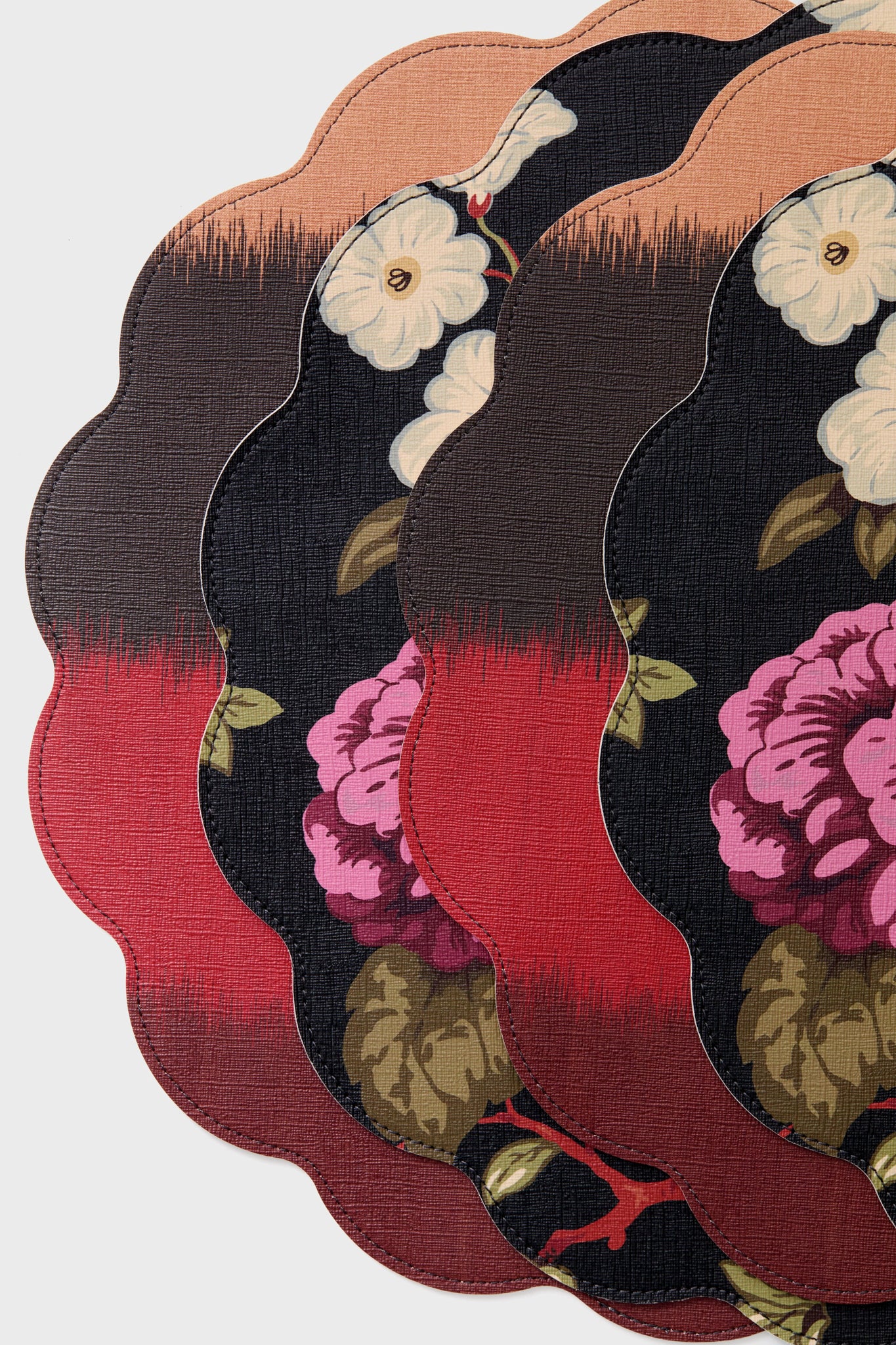 Baroque Floral Reversible Wipeable Placemats Set of 4-Get Girly