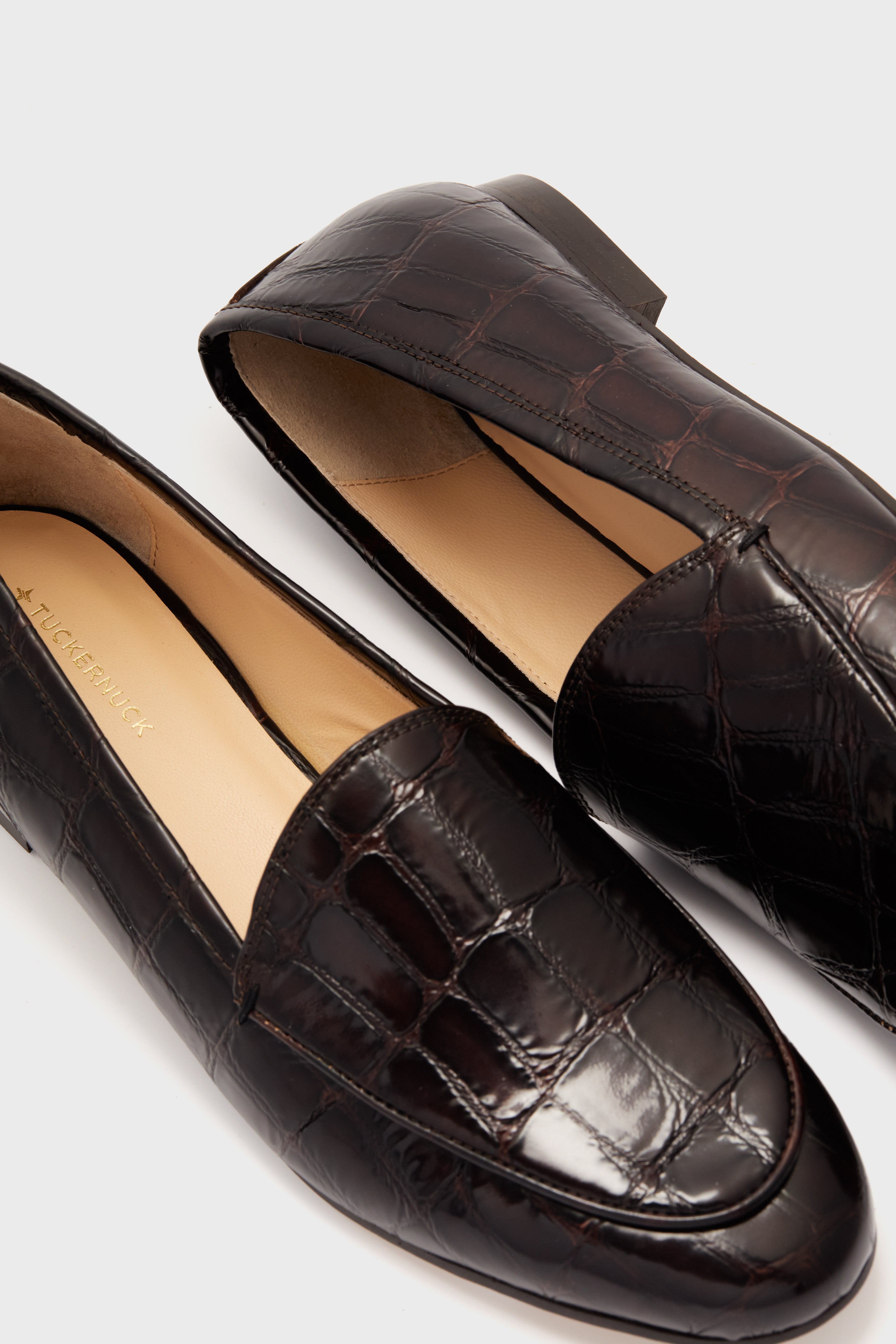Dark Brown Croc Rowan Loafers-Get Girly