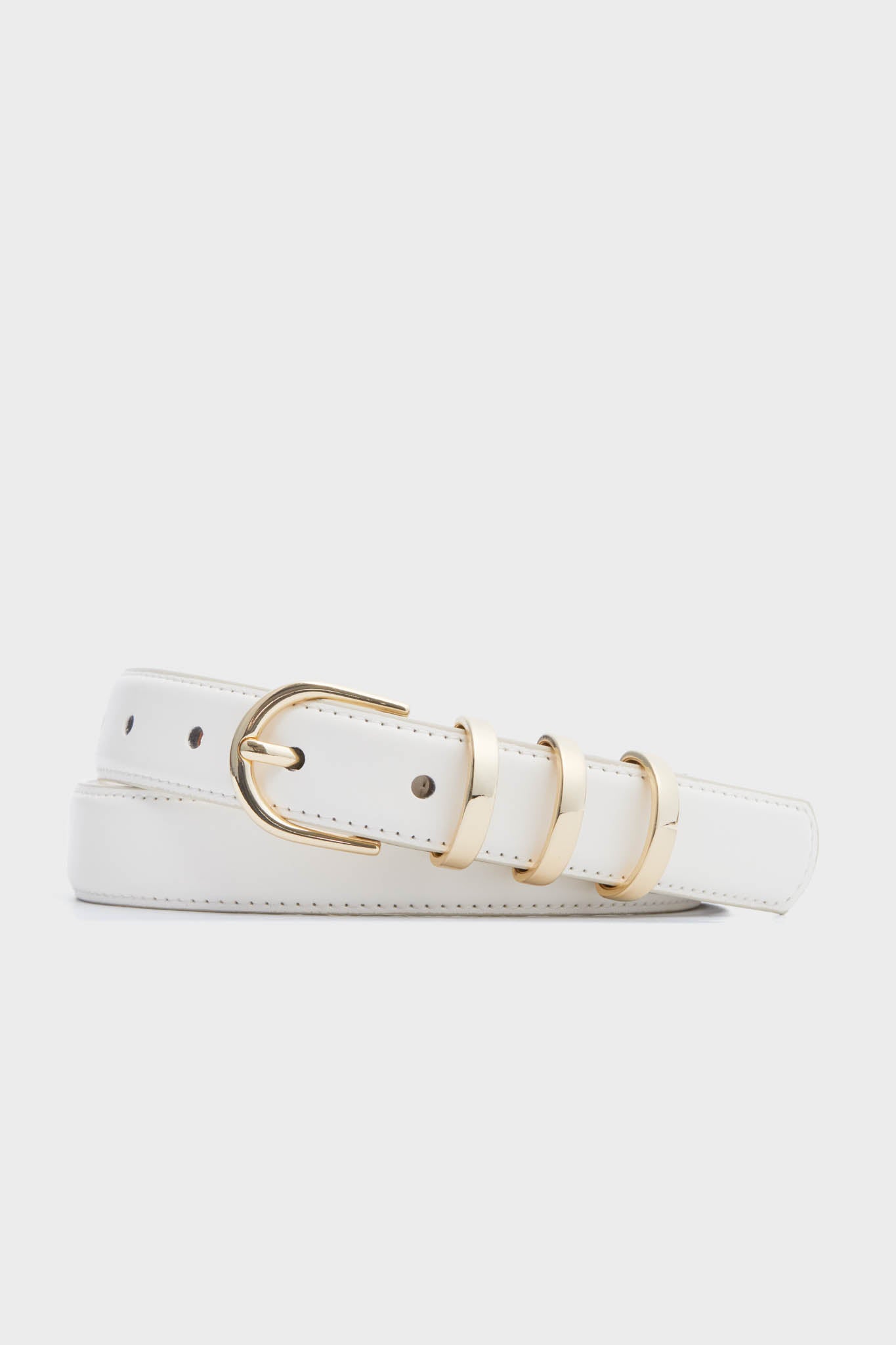 White Triple Keeper Skinny Belt-Get Girly