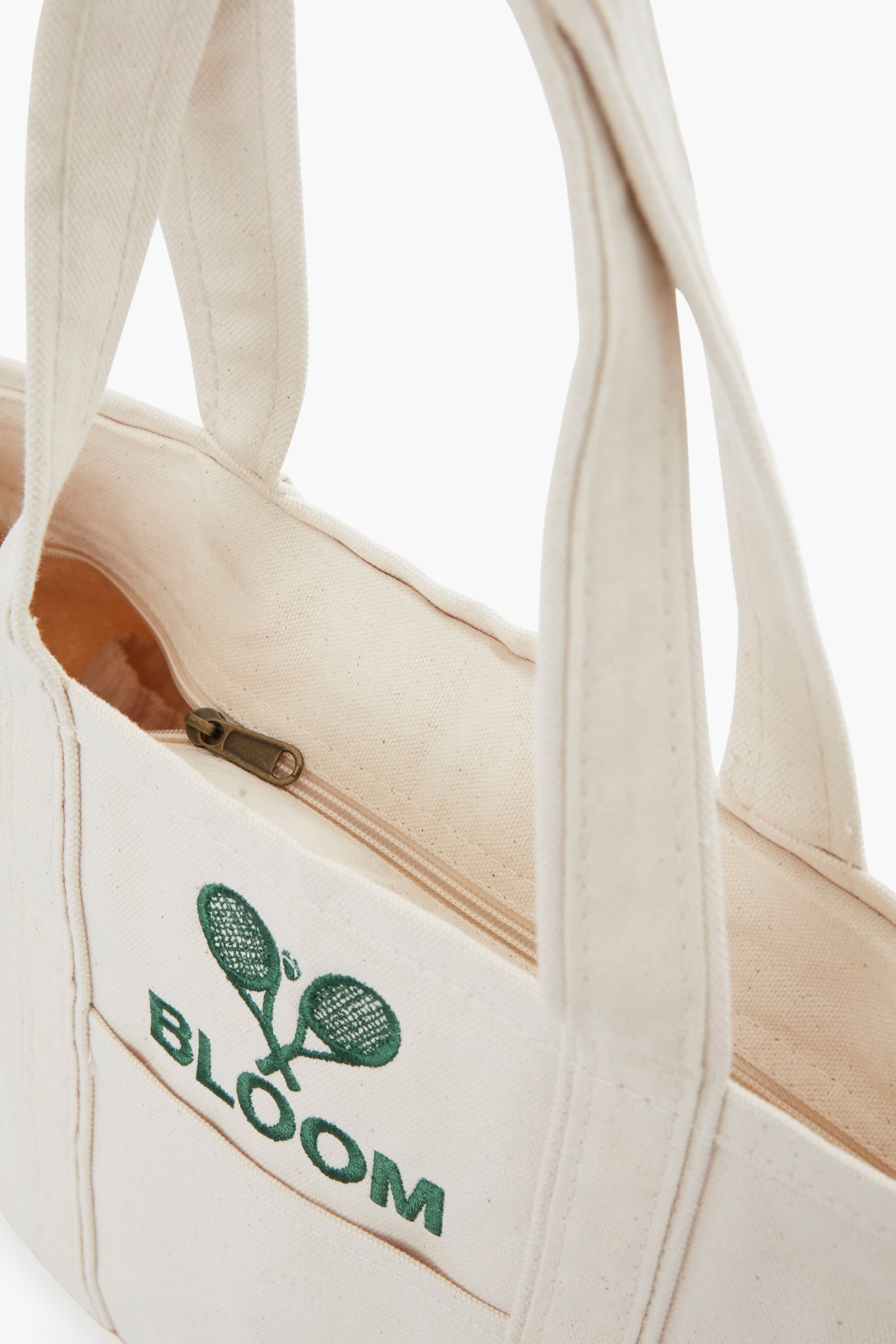 Natural Embroidered Tennis Racket Boat Tote-Get Girly