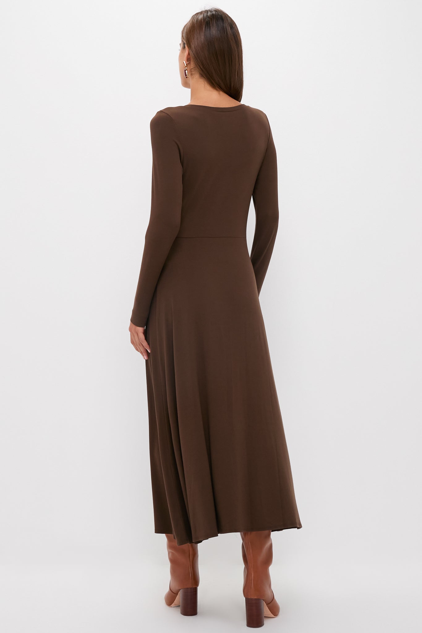 Chocolate Brown Long Sleeve Sara Maxi Dress-Get Girly