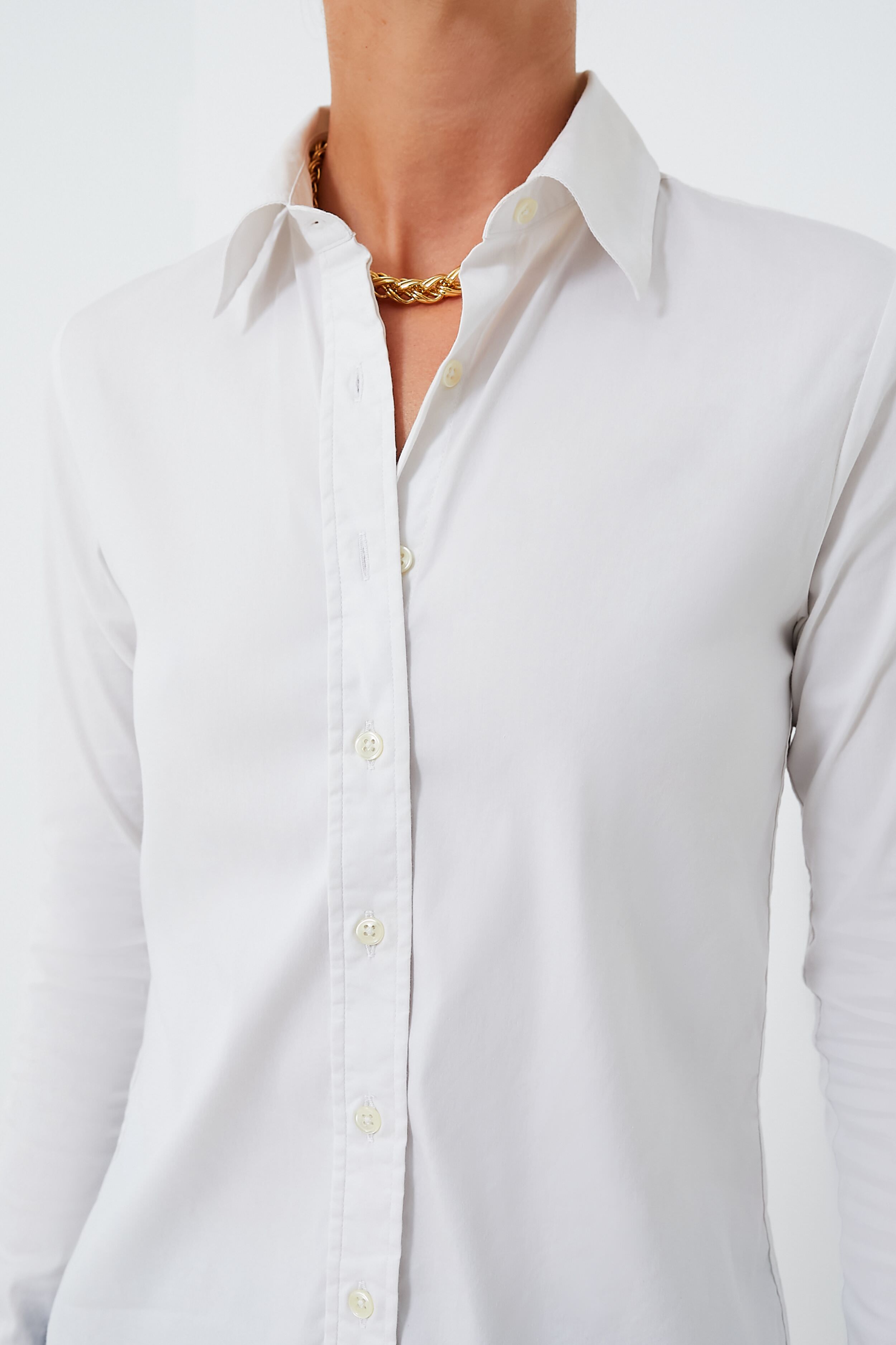 White Long Sleeve Essentials Shirt-Get Girly