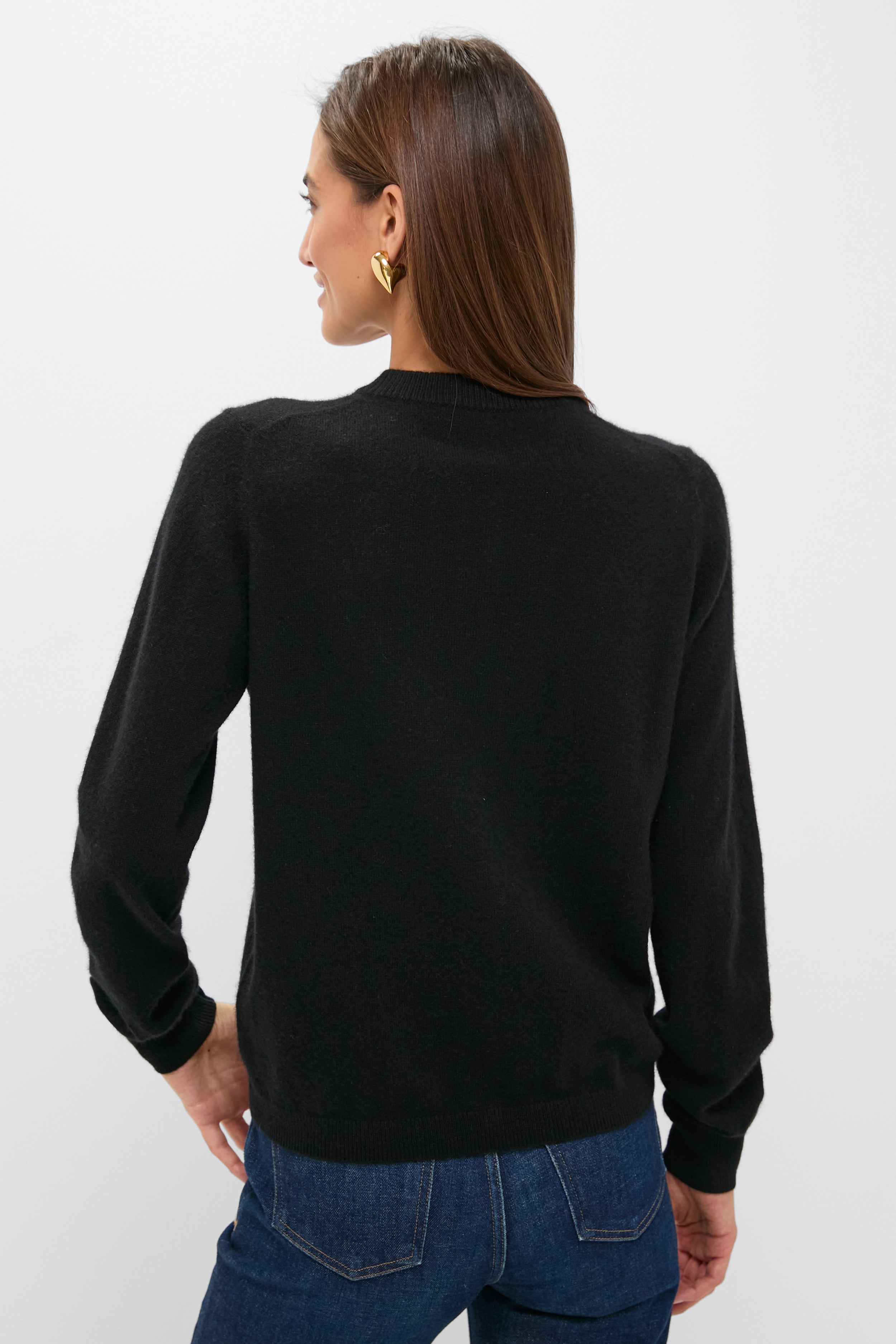 Black Cashmere Covered Button Quinn Cardigan-Get Girly