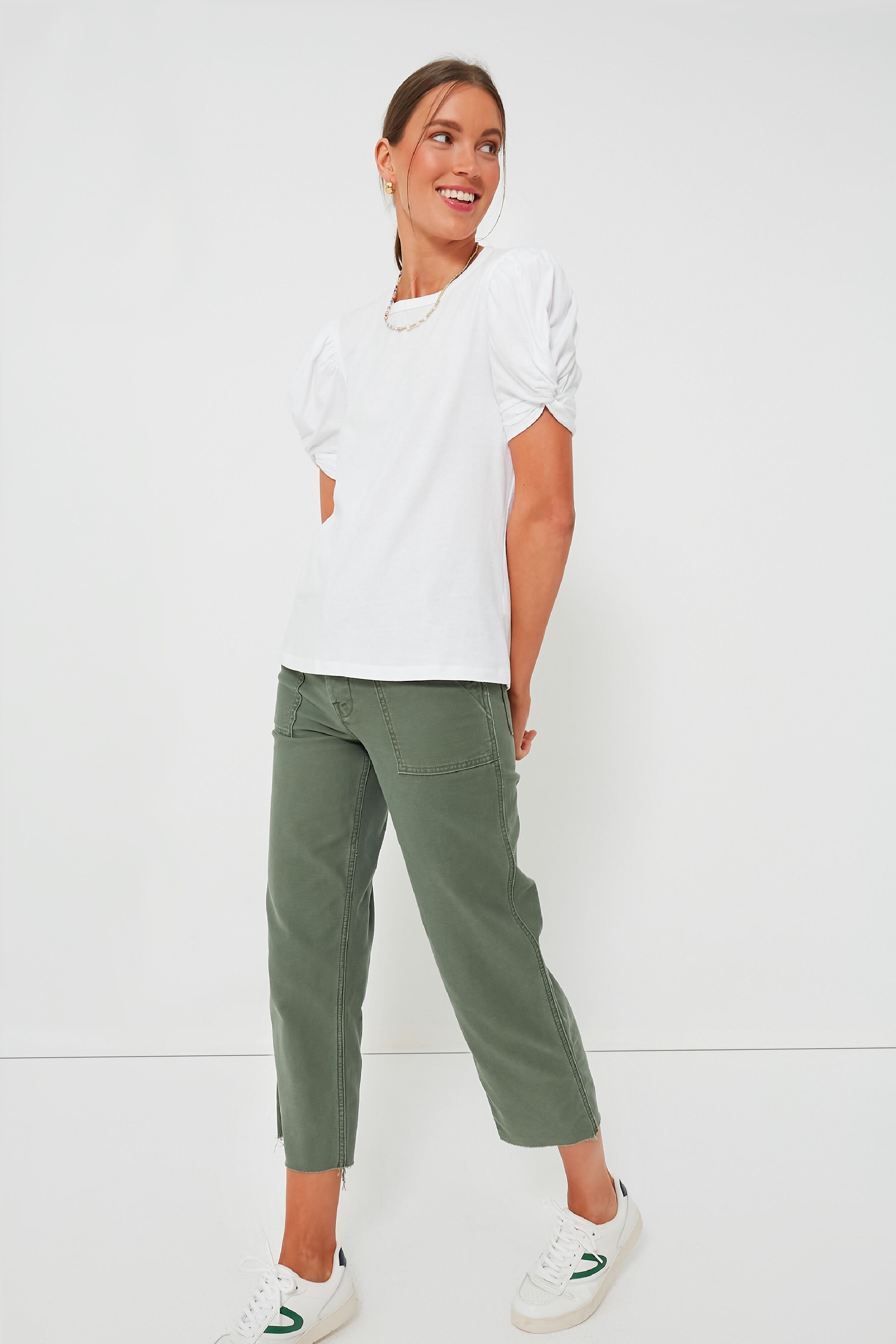 White Vesty Puff Short Sleeve Crewneck-Get Girly