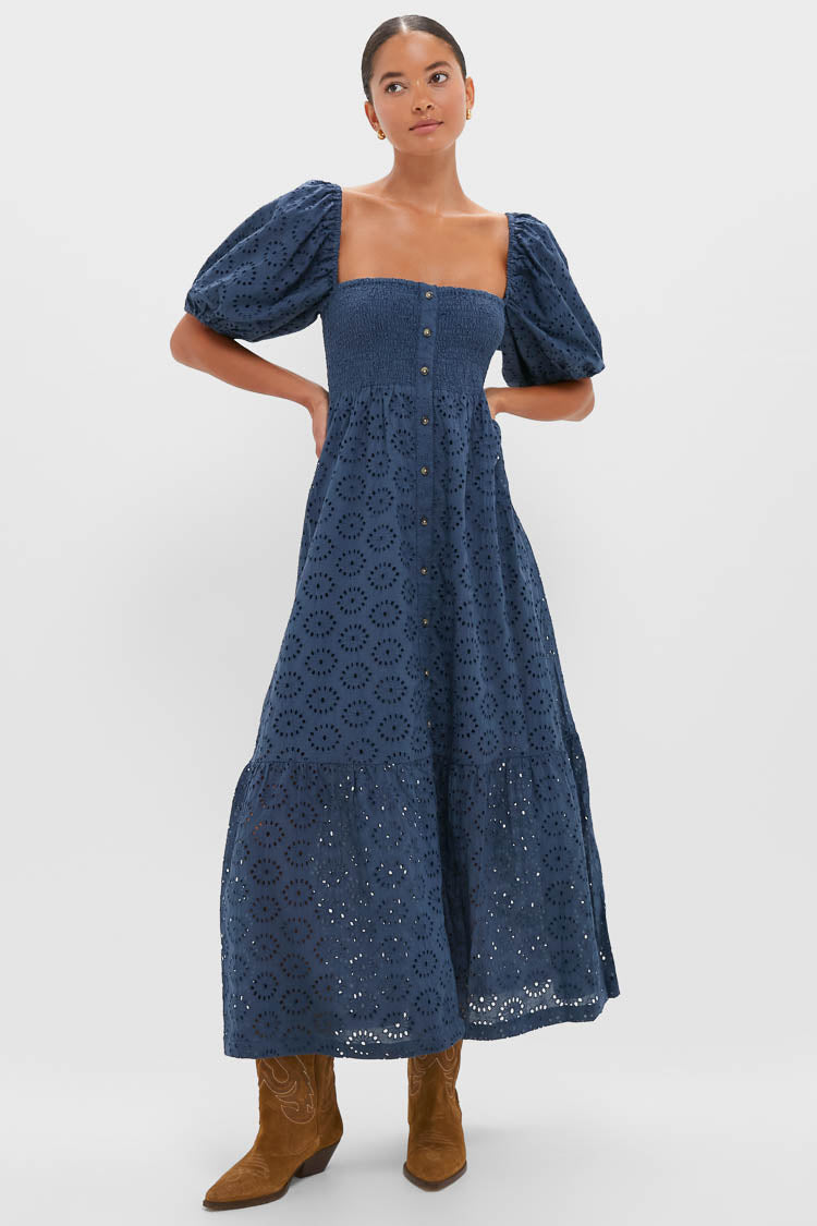 Blue Indigo Eyelet Santiago 4 Maxi Dress-Get Girly