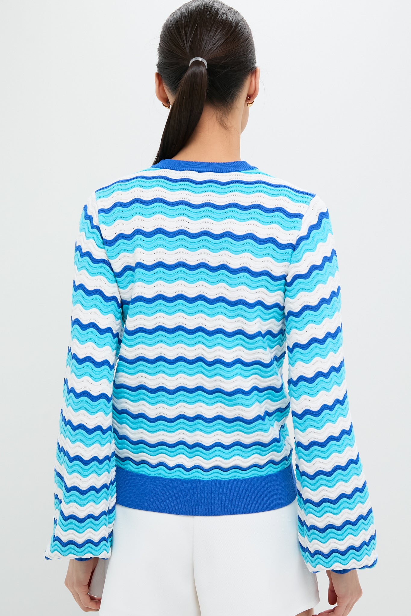 Aqua Wavy Stripe Callie Crewneck-Get Girly