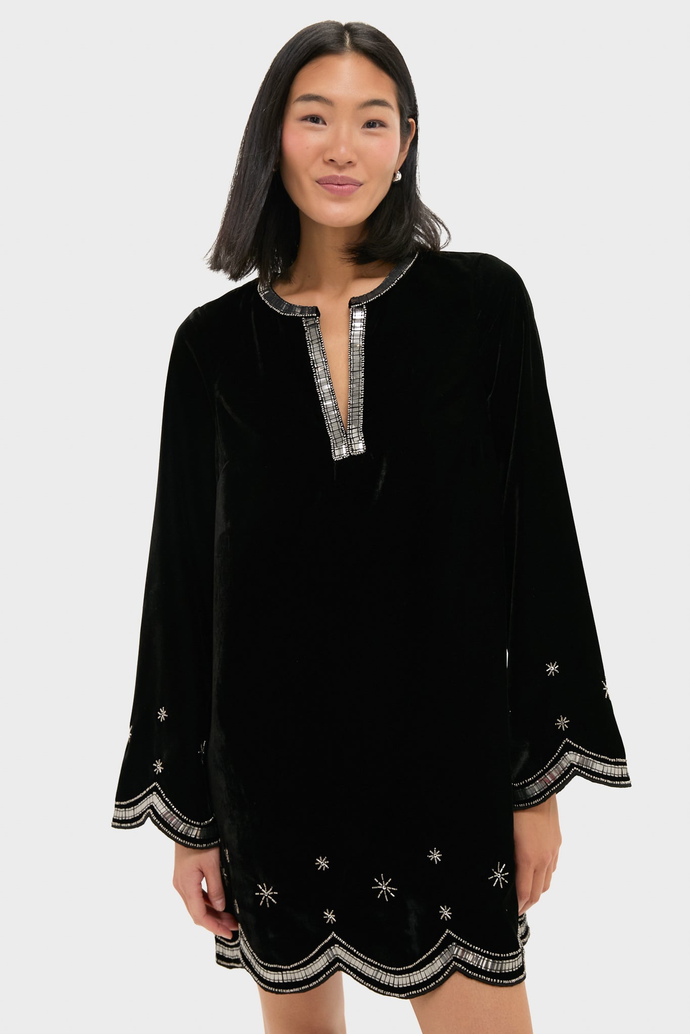 Black Embellished Velvet Cabot Dress-Get Girly