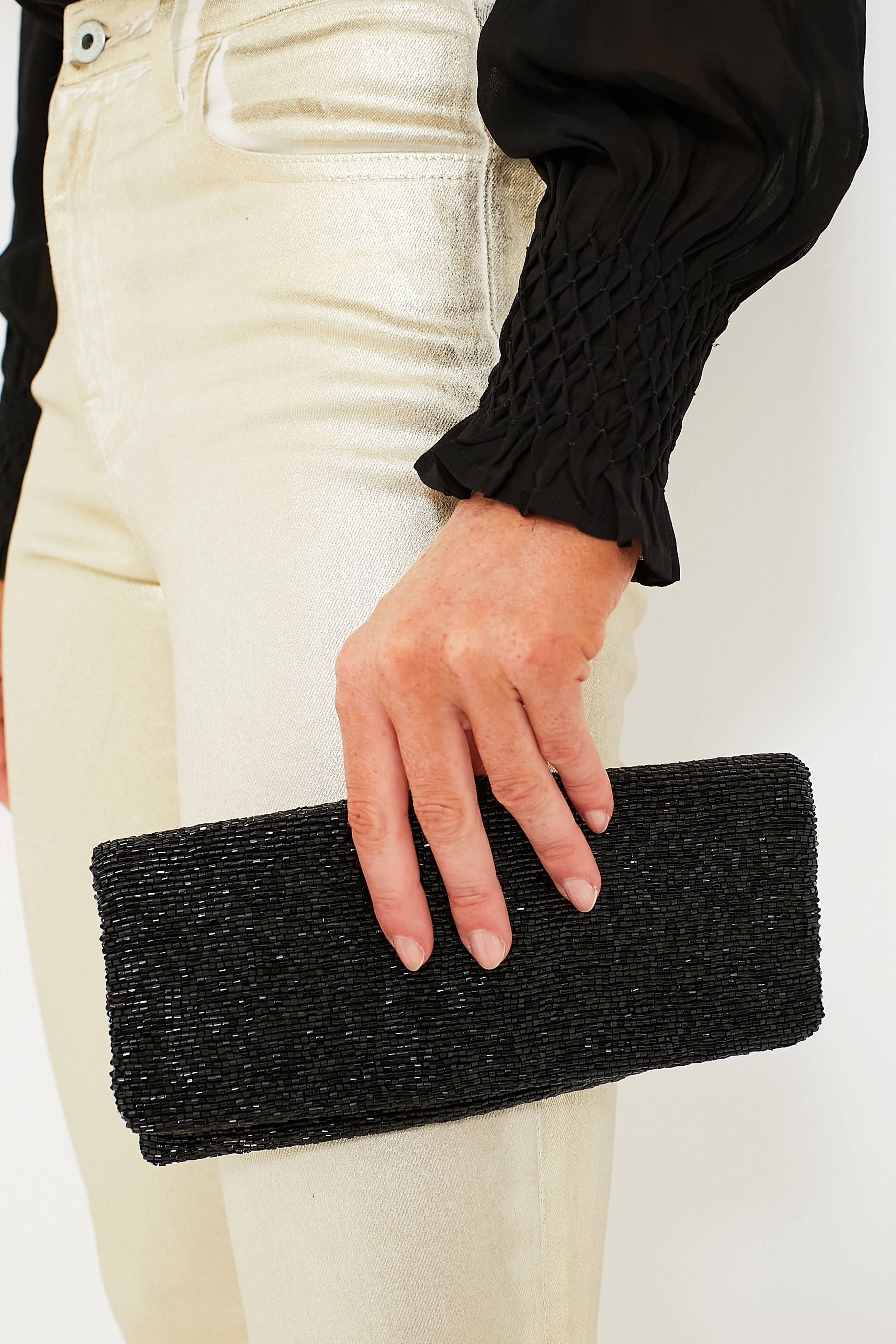 Black Beaded Clutch-Get Girly