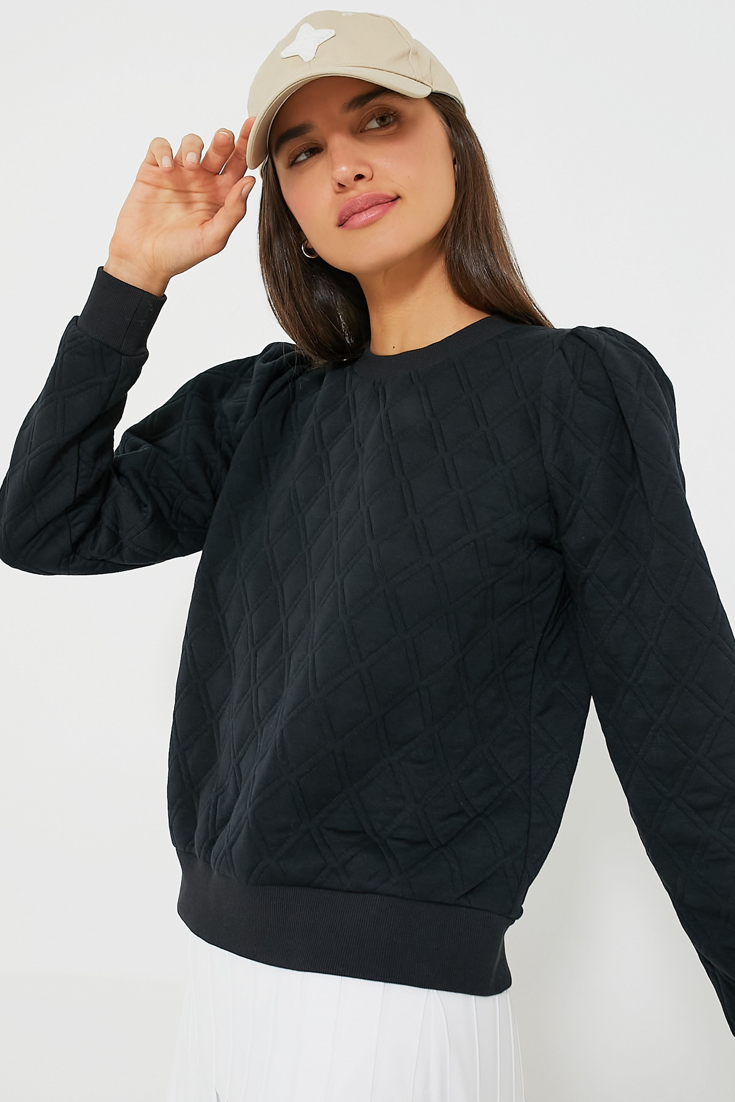 Black Puff Sleeve Campbell Pullover-Get Girly