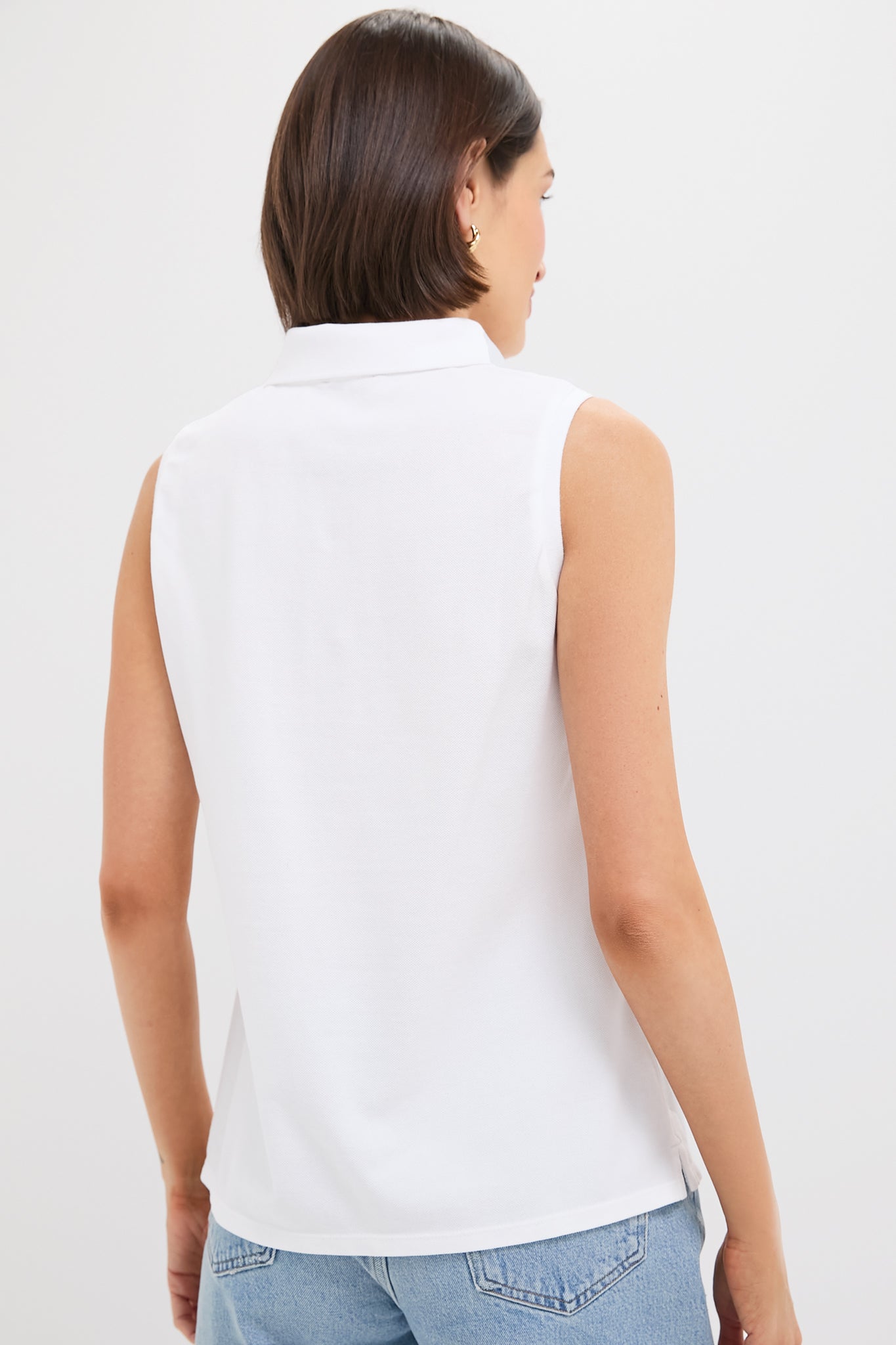 White Pique Sleeveless Ruffle Margaret Polo-Get Girly