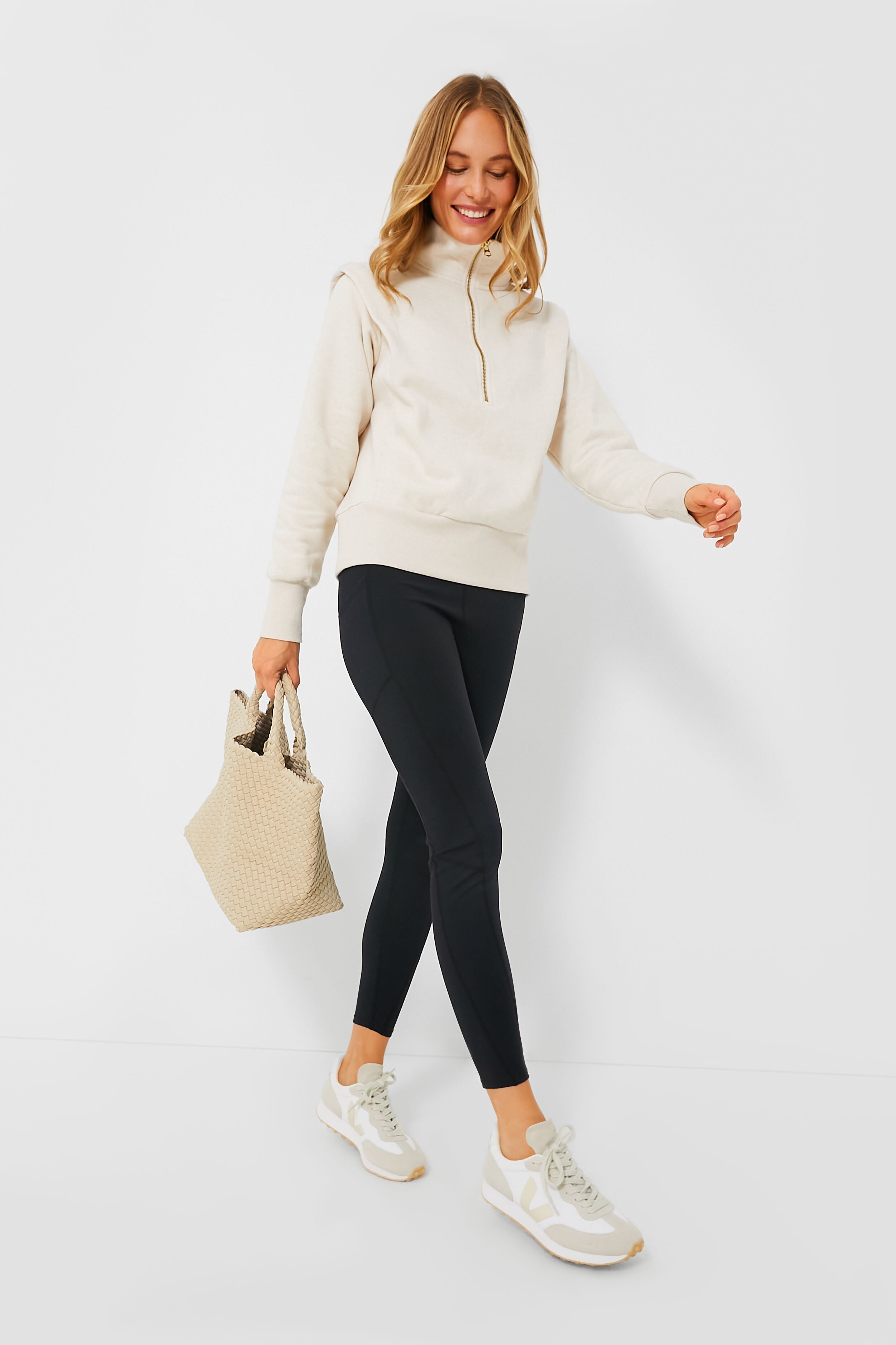 Birch Marl Darah Half Zip Sweat-Get Girly