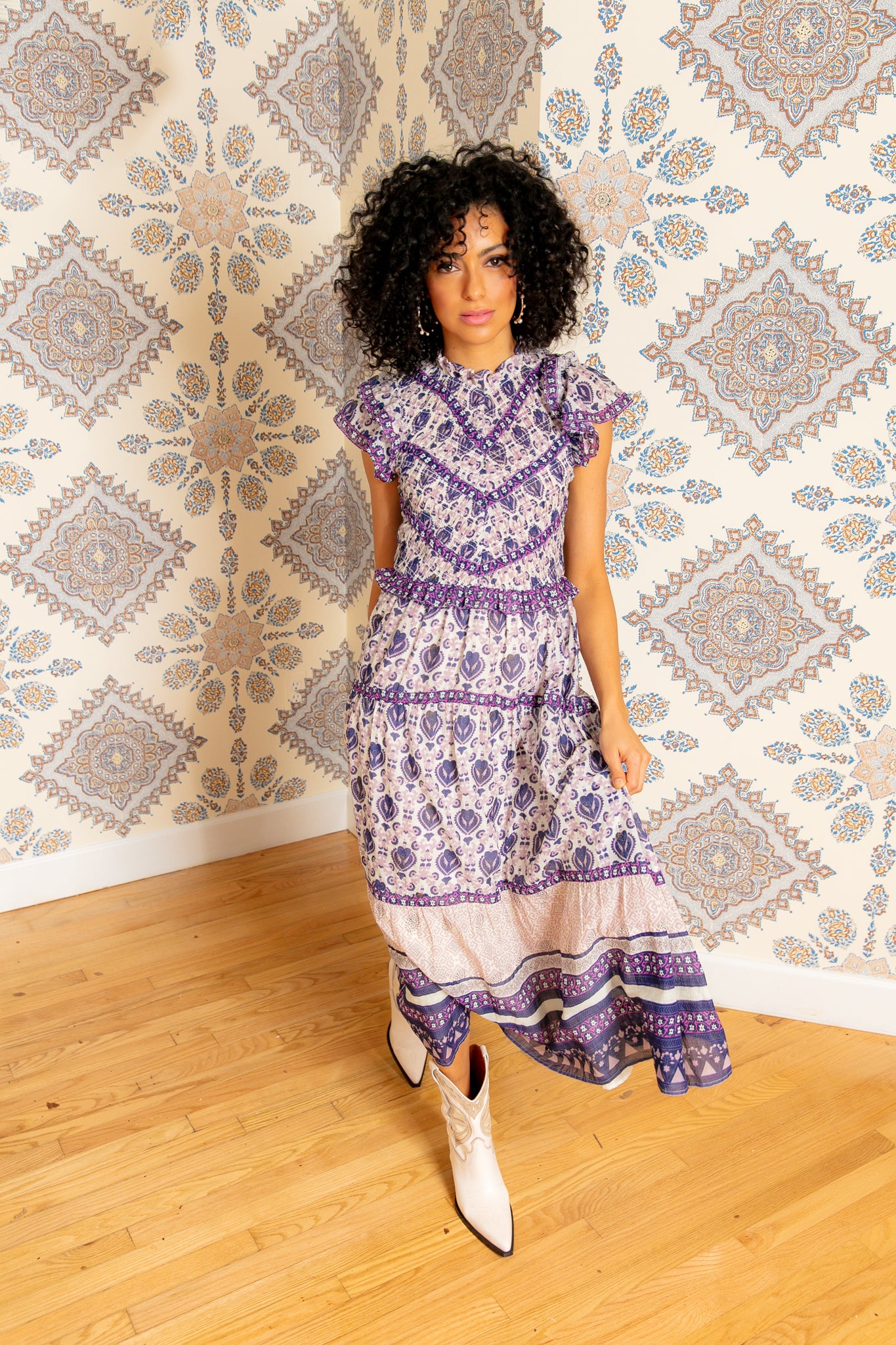 Violet Brigitte Border Dress-Get Girly