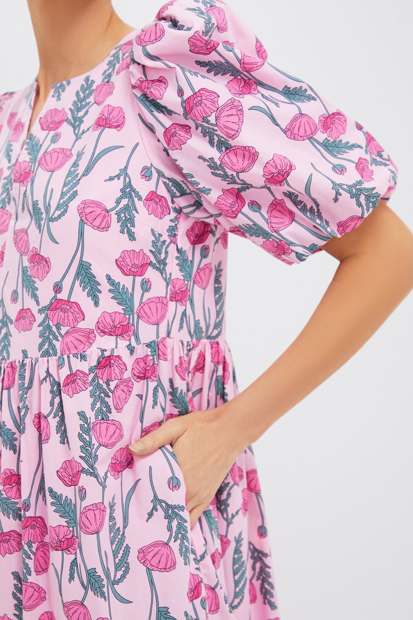 Pink Amaryllis Floral Cisco Maxi Dress-Get Girly