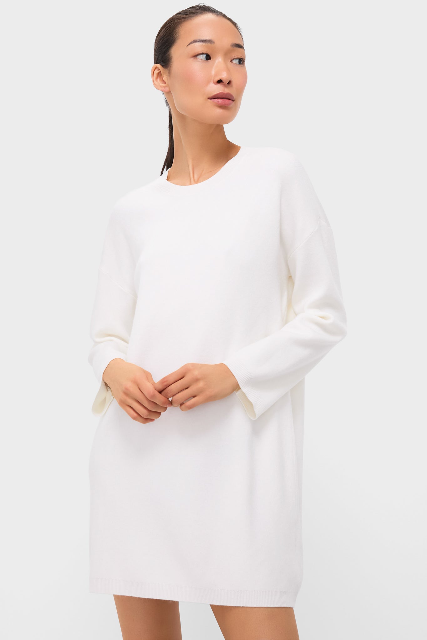 Winter White Vivianne Crewneck Dress-Get Girly