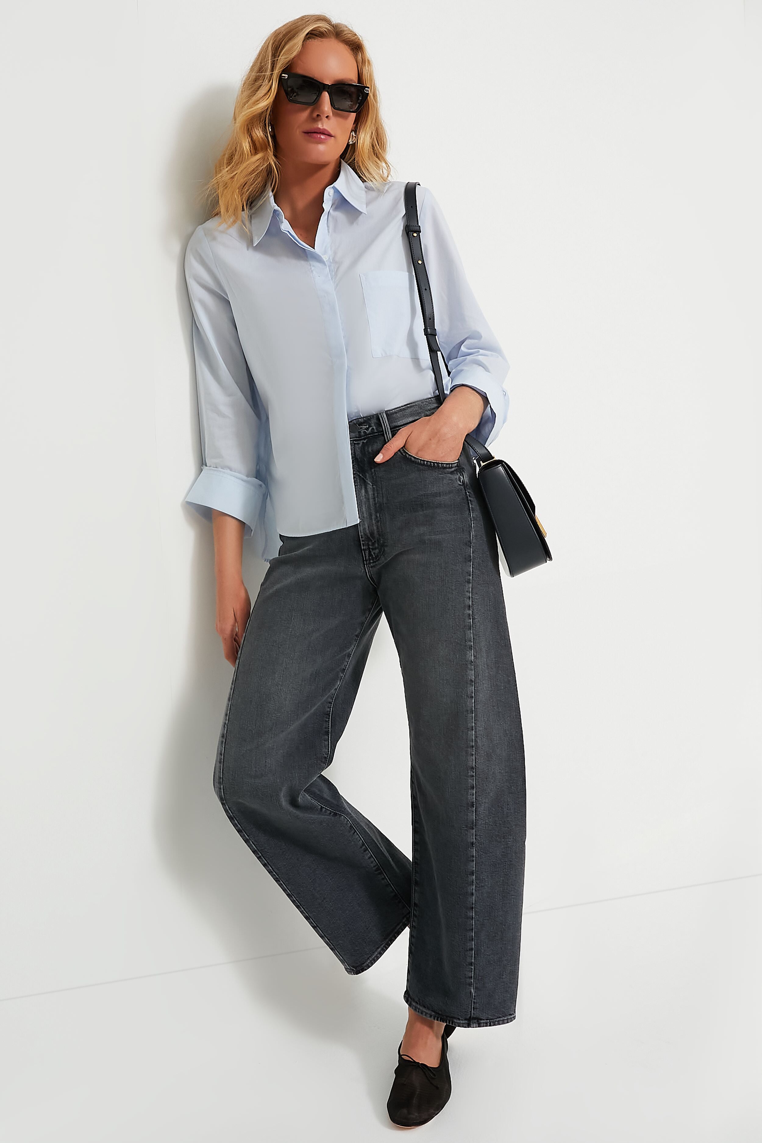 Baby Blue Boyfriend Shirt-Get Girly