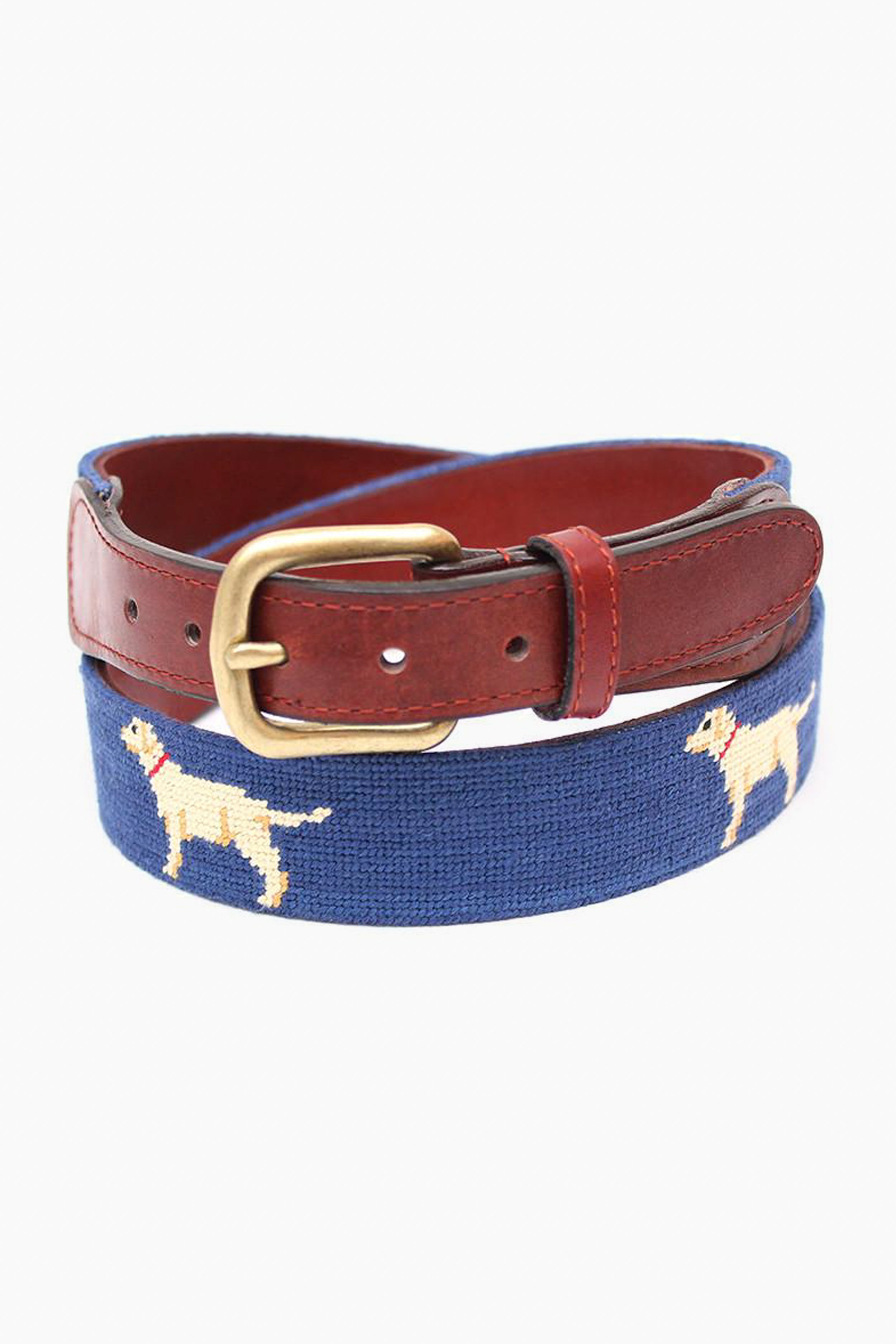 Yellow Lab Needlepoint Belt-Get Girly